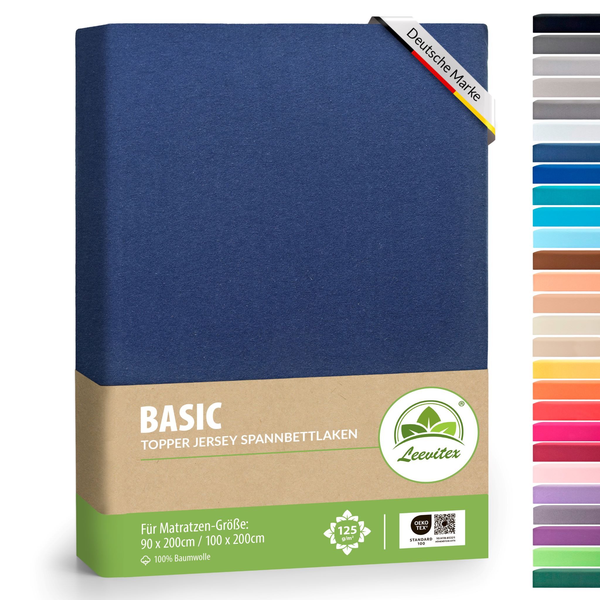leevitex® Spannbettlaken für Topper – weich, anschmiegsam, pflegeleicht & ideal zum Wohlfühlen, Jersey, Gummizug: rundum, (1 Stück), 100 % Jersey Baumwolle, 18 cm Steghöhe, verschiedene Größen
