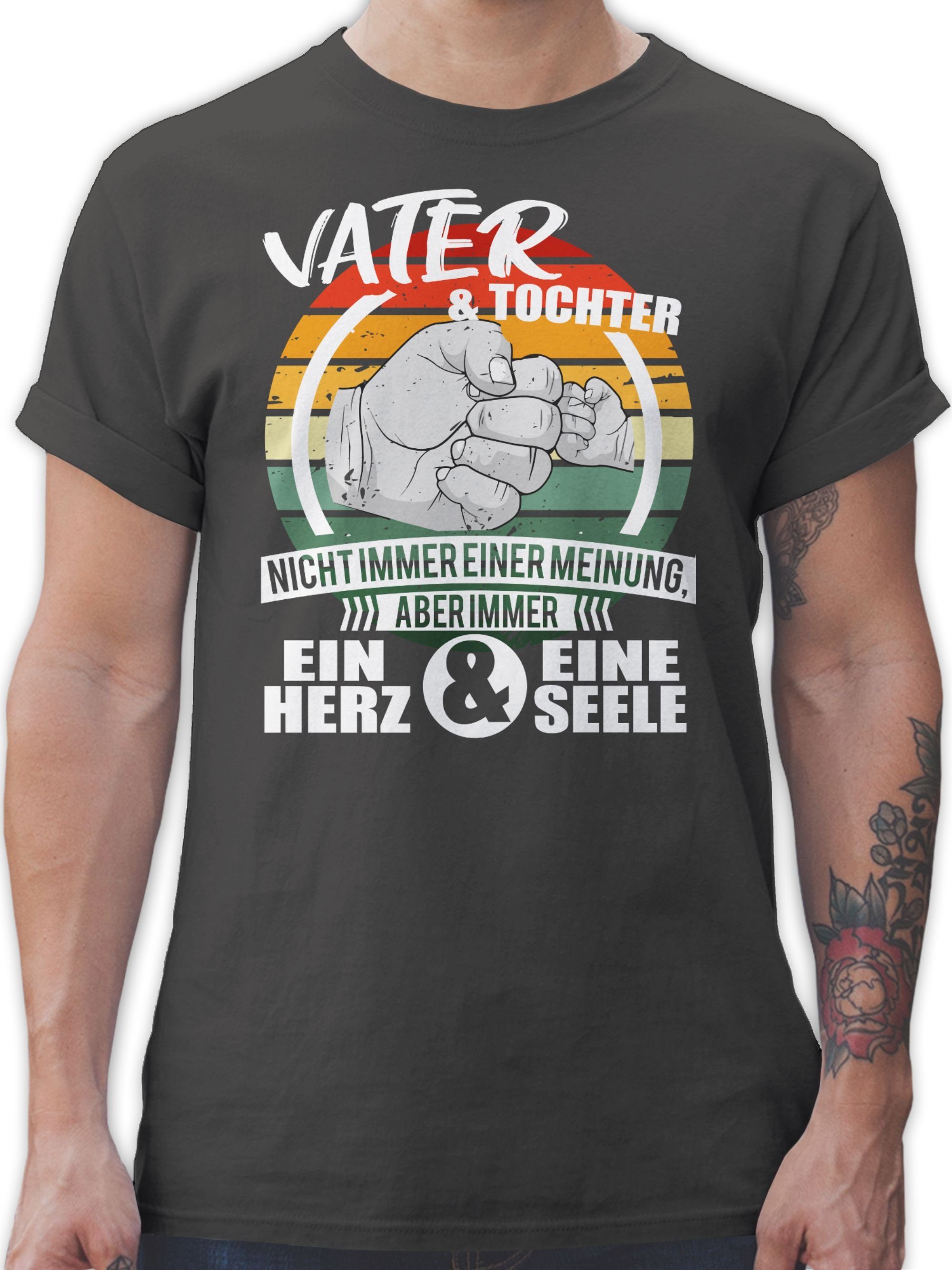 Shirtracer T-Shirt Vater und Tochter eine Seele Vatertag Geschenk für Papa 02 Dunkelgrau