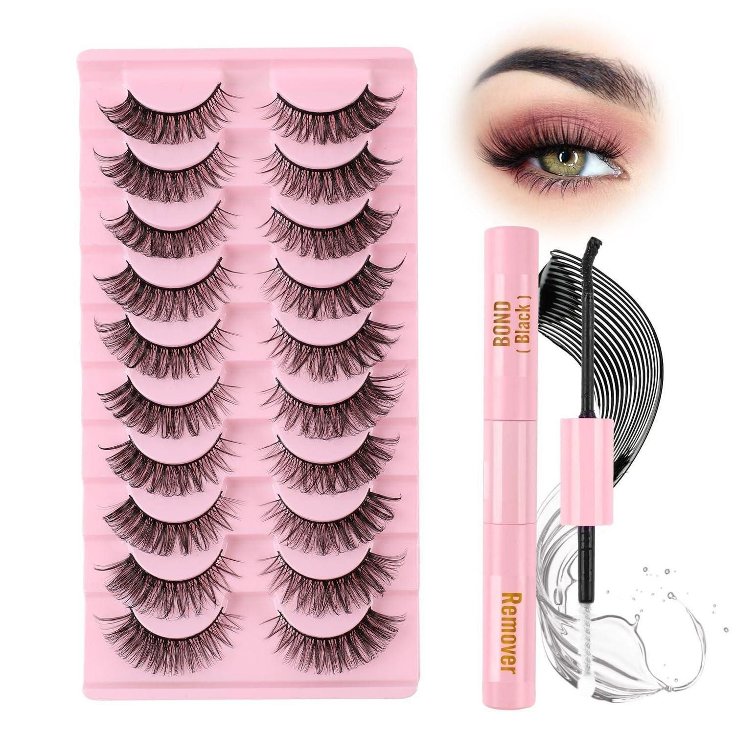 LuxusKollektion Bandwimpern Falsche Wimpern Set Katzenauge 10Paar