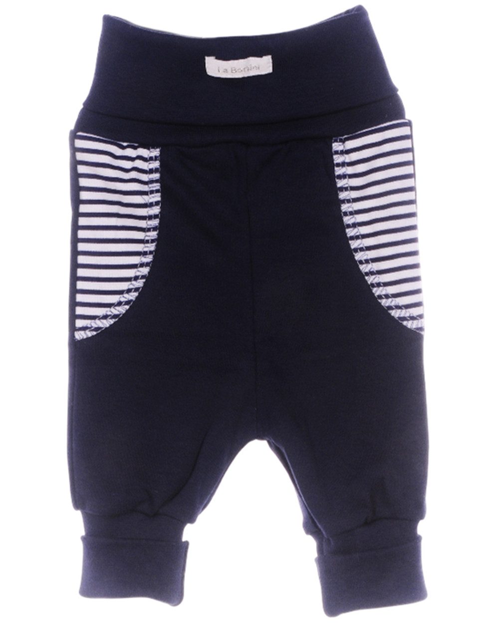 La Bortini Stoffhose Baby Hose Mitwachshose in Blau gestreift Schlupfhose für Kinder elastisch, weich, neutral, unisex 44 50 56 62 68 74 80 86 92 98