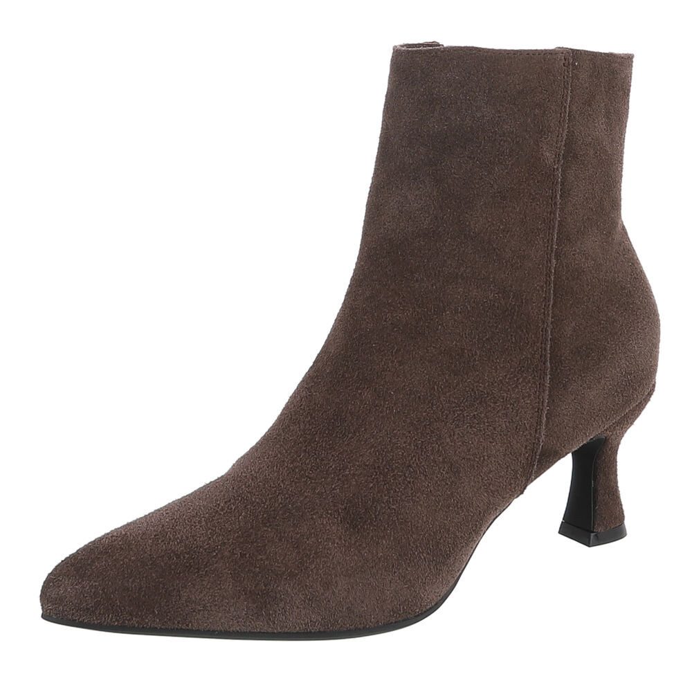 Ital-Design Damen Stiefelette mit Absatz und spitzer Form Stiefelette (91742218) Pfennig-/Stilettoabsatz Stiefeletten in Braun