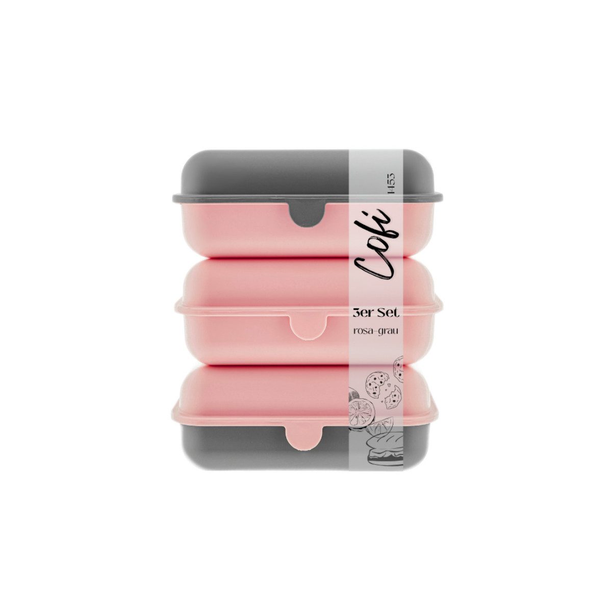 COFI 1453 Lunchbox Brotdosen 3er-Set Frühstücksbox spülmaschinenfest, stapelbar, 1600 ml, Kunststoff, (3-tlg., 3er Set), Made in Germany