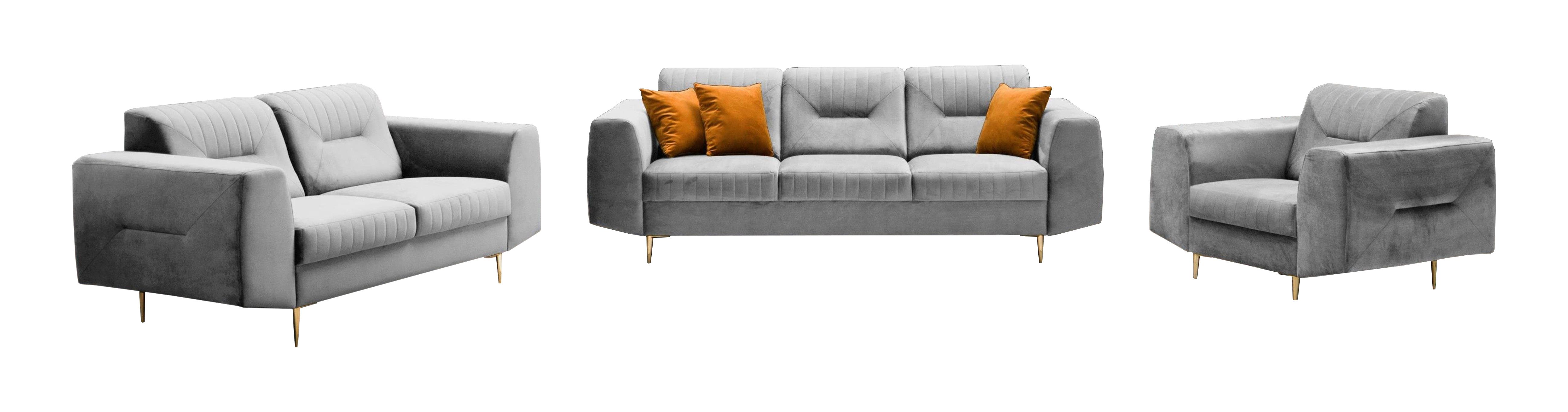 Beautysofa Polstergarnitur im modernen Stil auf hohen Metallbeinen VENEZIA, günstig online kaufen