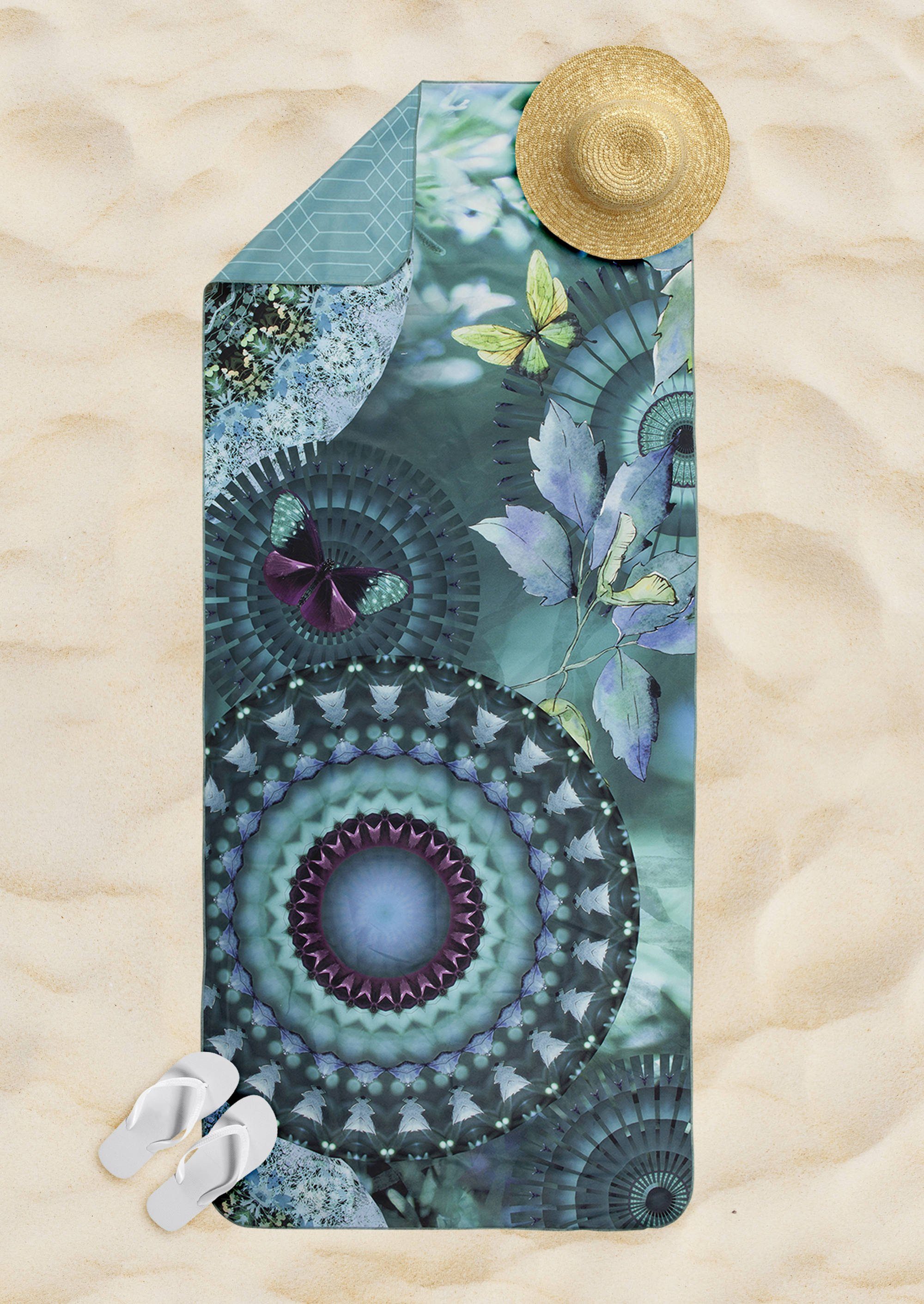 Rückseite, Vorder- LUCIANO, auf & Living flach GMD Motiv: Mandala gewebt Schmetterlinge Strandtuch