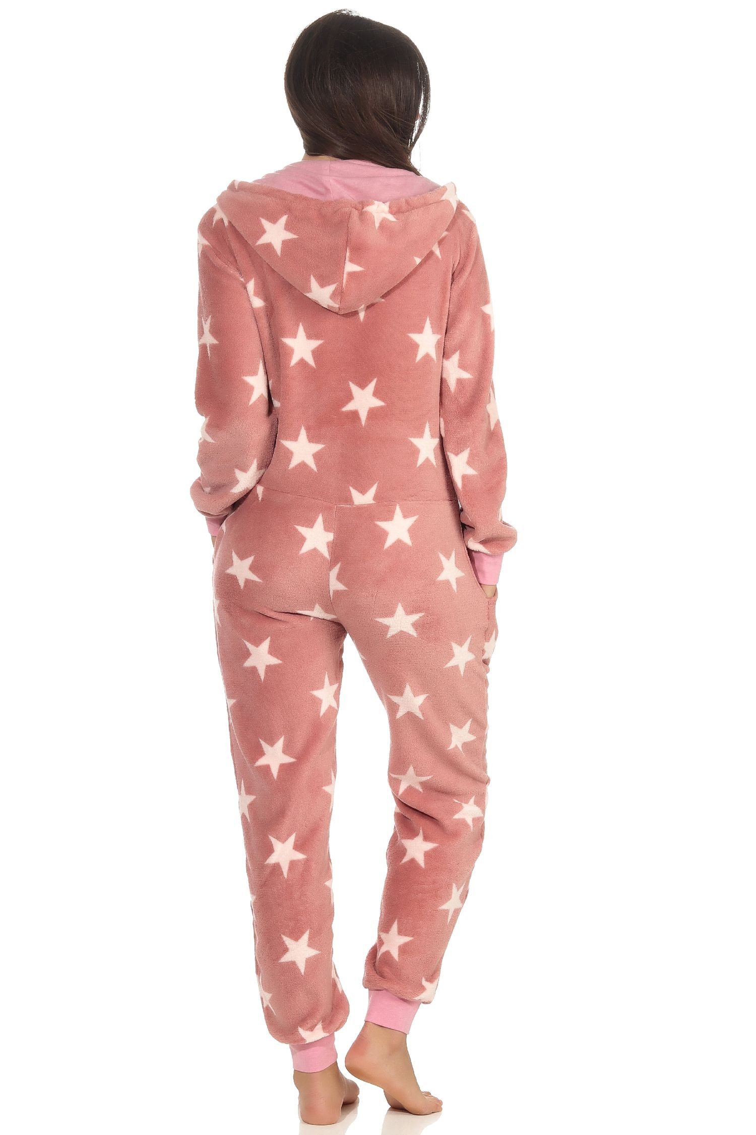 Normann Pyjama Damen Schlafanzug Einteiler Jumpsuit Overall Sterneoptik – Bild 2 von 2
