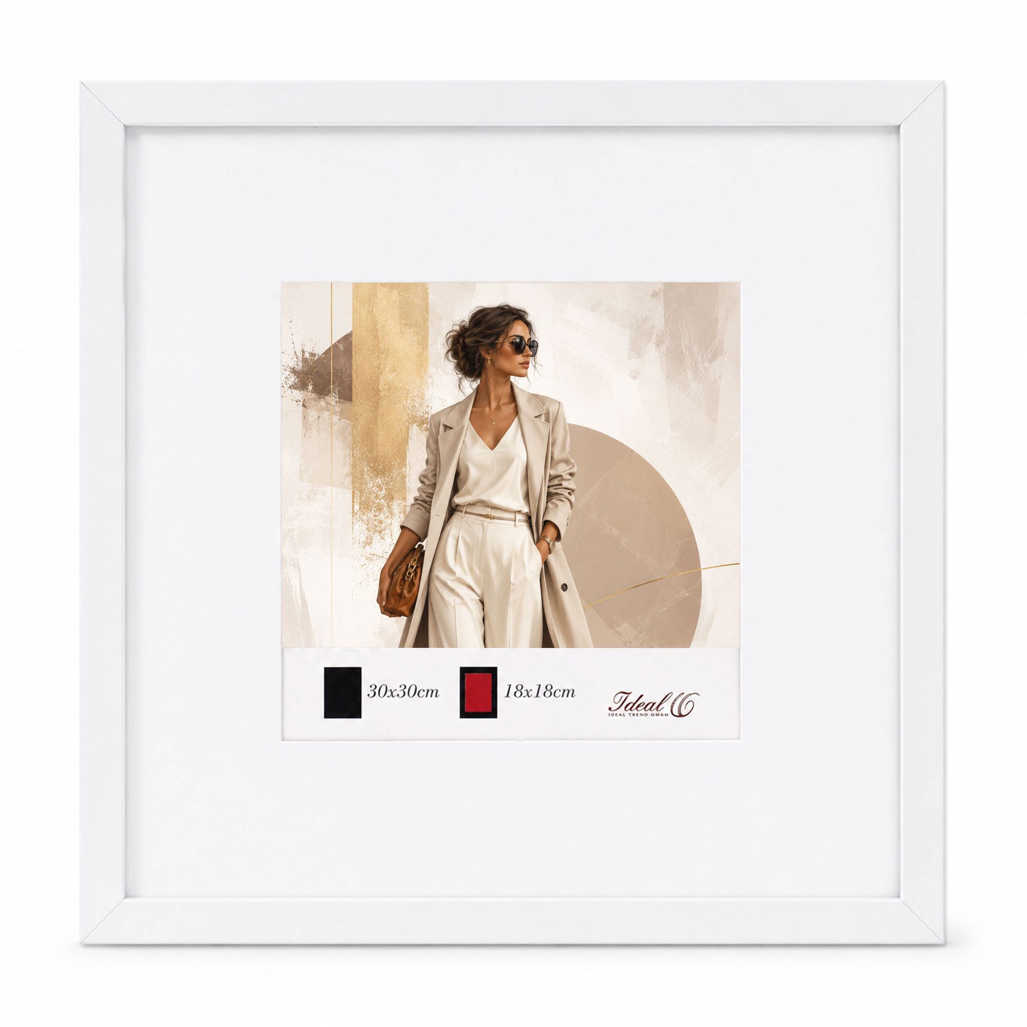 IDEAL TREND Bilderrahmen Kunststoff Bilderrahmen Modern Style mit gehärtetem Glas & Passepartou, für 1 Bilder (1 St), Hochwertiger Kunststoffrahmen mit gehärtetem Glas, MDF-Rückwand