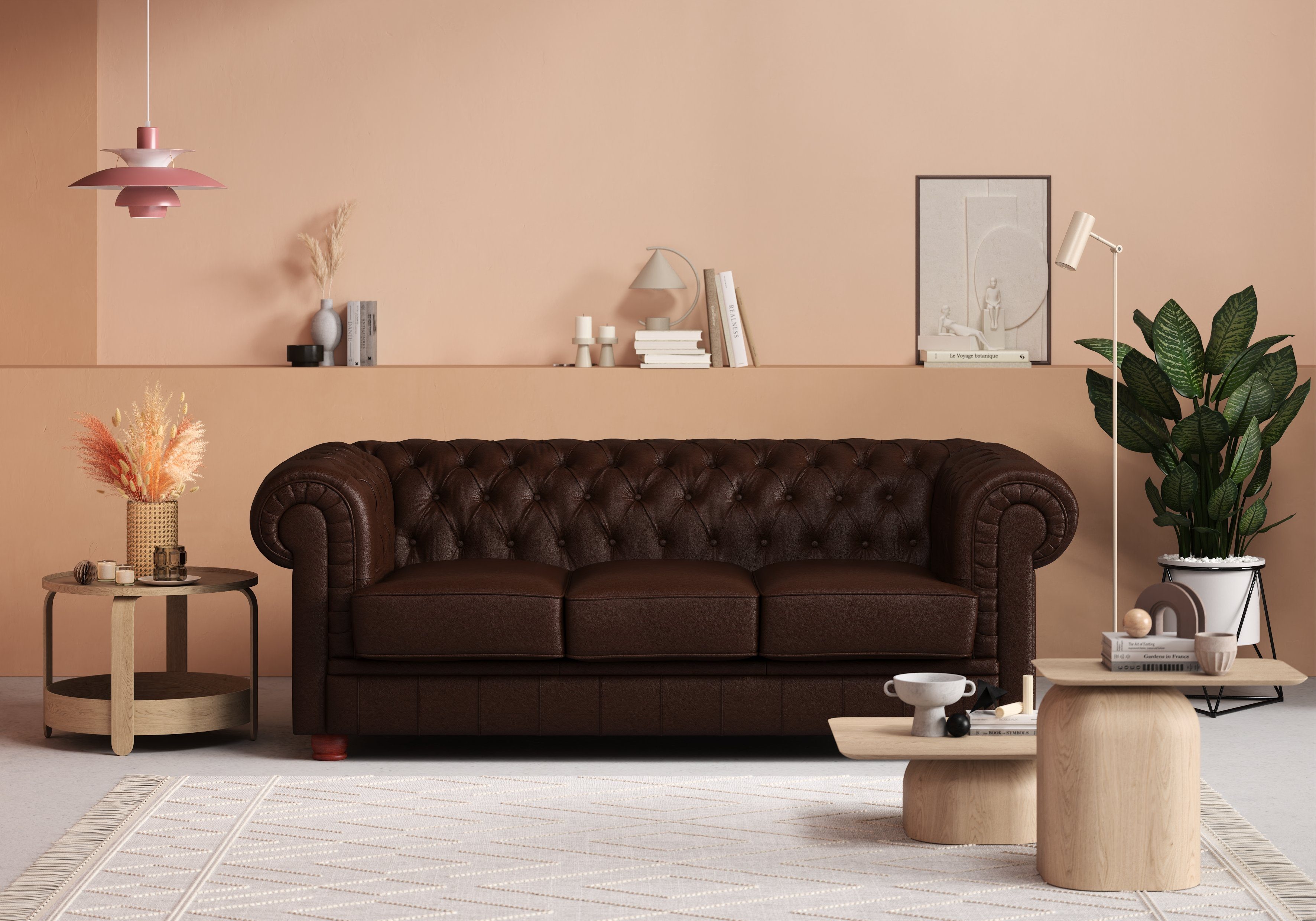 Max Winzer® Chesterfield-Sofa Kent, 3-Sitzer mit edler Knopfheftung, Breite 205 cm