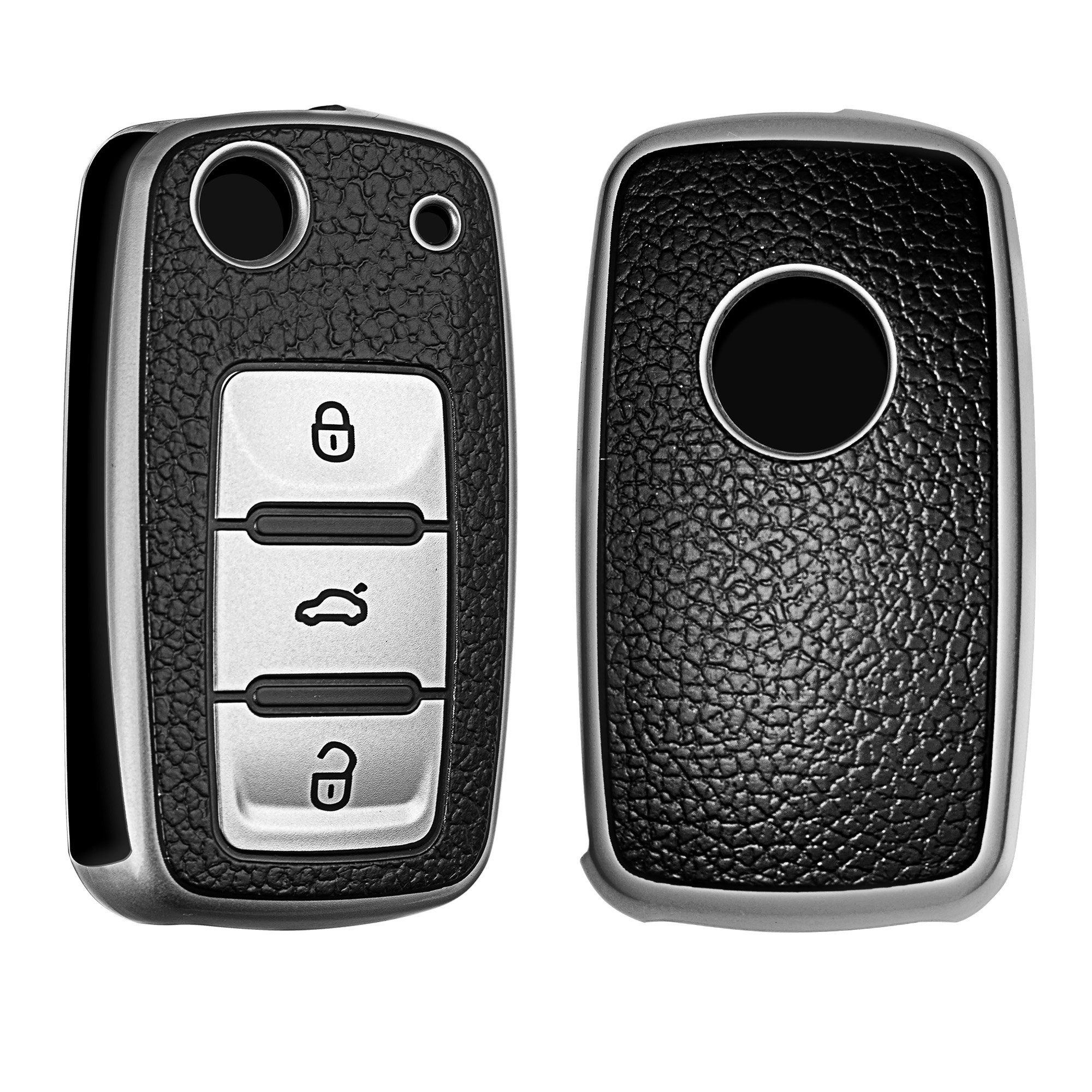 kwmobile Schlüsseltasche Autoschlüssel Hülle Cover Silber Skoda Schutzhülle TPU Seat, Schlüsselhülle für VW
