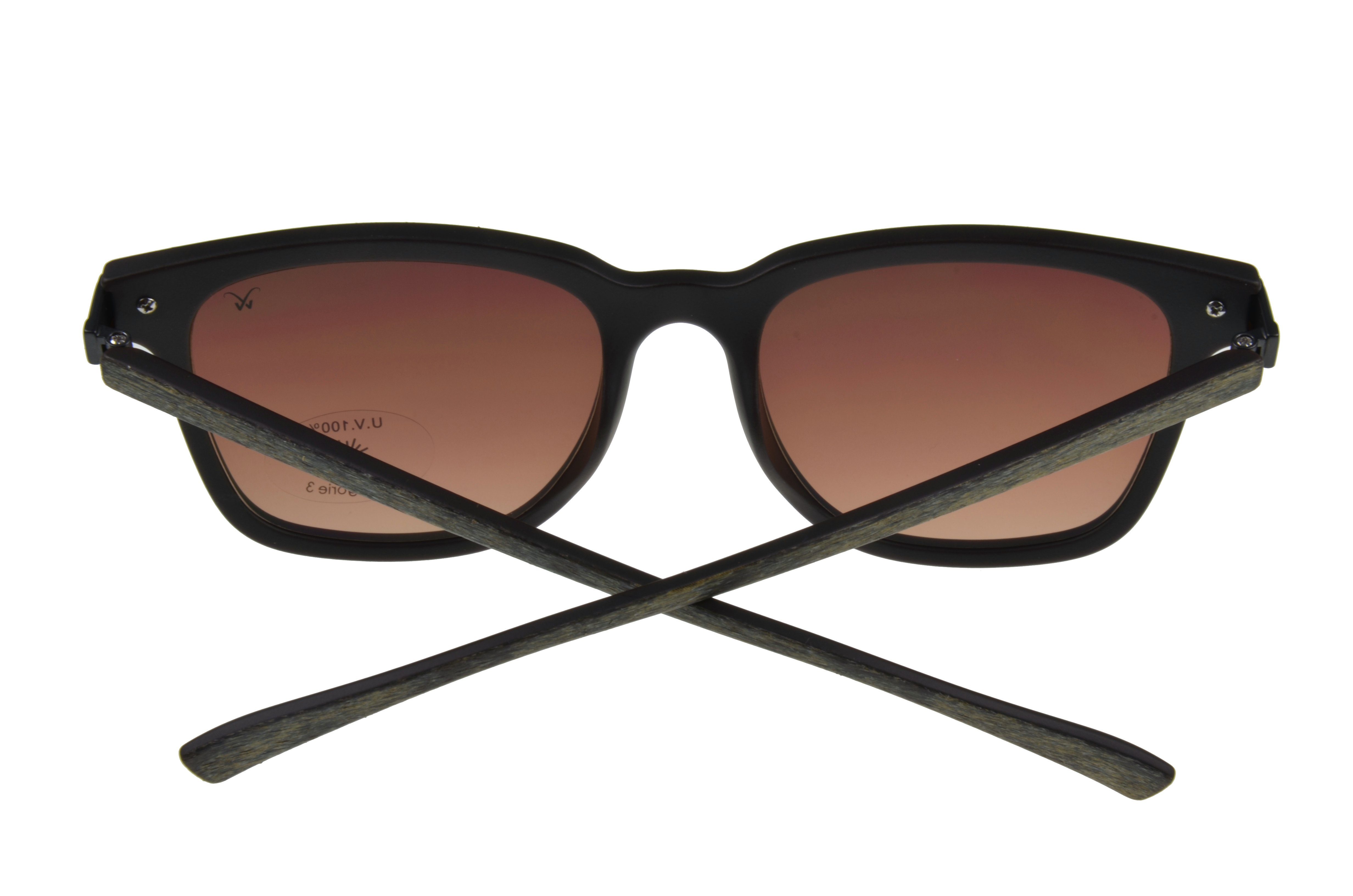 Holzoptik, Brille geschnittenes Unisex GAMSSTYLE Modell grau Gamswild Sonnenbrille Damen Mode Herren WM7032 braun, schmal