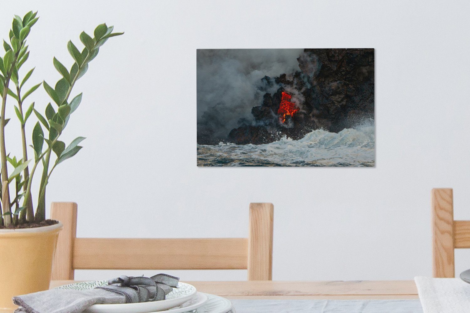 Wandbild OneMillionCanvasses® Lavaströme 30x20 Leinwandbilder, Aufhängefertig, cm Kilauea, (1 Vulkans Glühende des Leinwandbild St), Wanddeko,