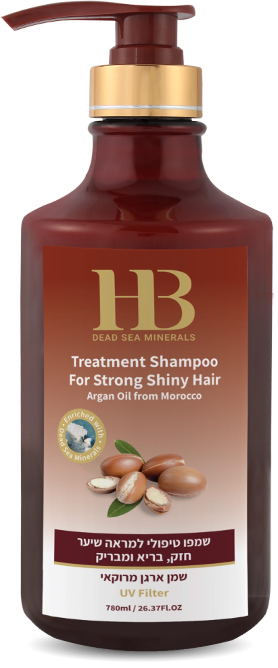 H.B. Dead Sea Minerals Haarshampoo Health&Beauty Arganöl Behandlungsshampoo Totes Meer 780 ml, Mit Totes-Meer-Mineralien, marokkanischem Arganöl