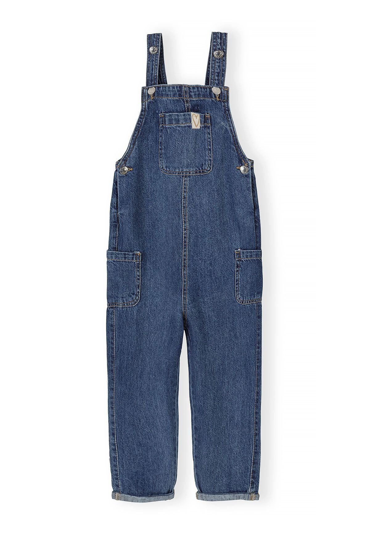 MINOTI Latzhose für Mädchen mit Knopfträgern, Herz-Detail und Umschlag seitliche Knopfleiste