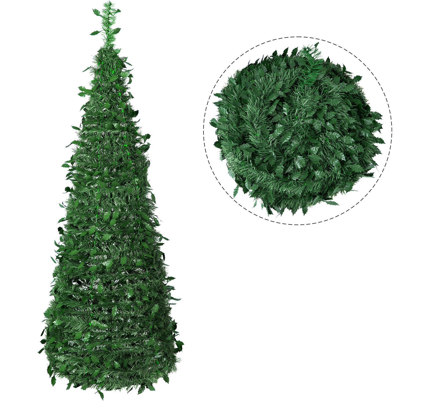 ElitVita Künstlicher Weihnachtsbaum Pop Up Weihnachtsbaum, 150cm, Faltbarer, mit Beleuchtung Schleife, abnehmbarem Standfuß, Christmas Tree für Wohnung Büro Weihnachtsdeko