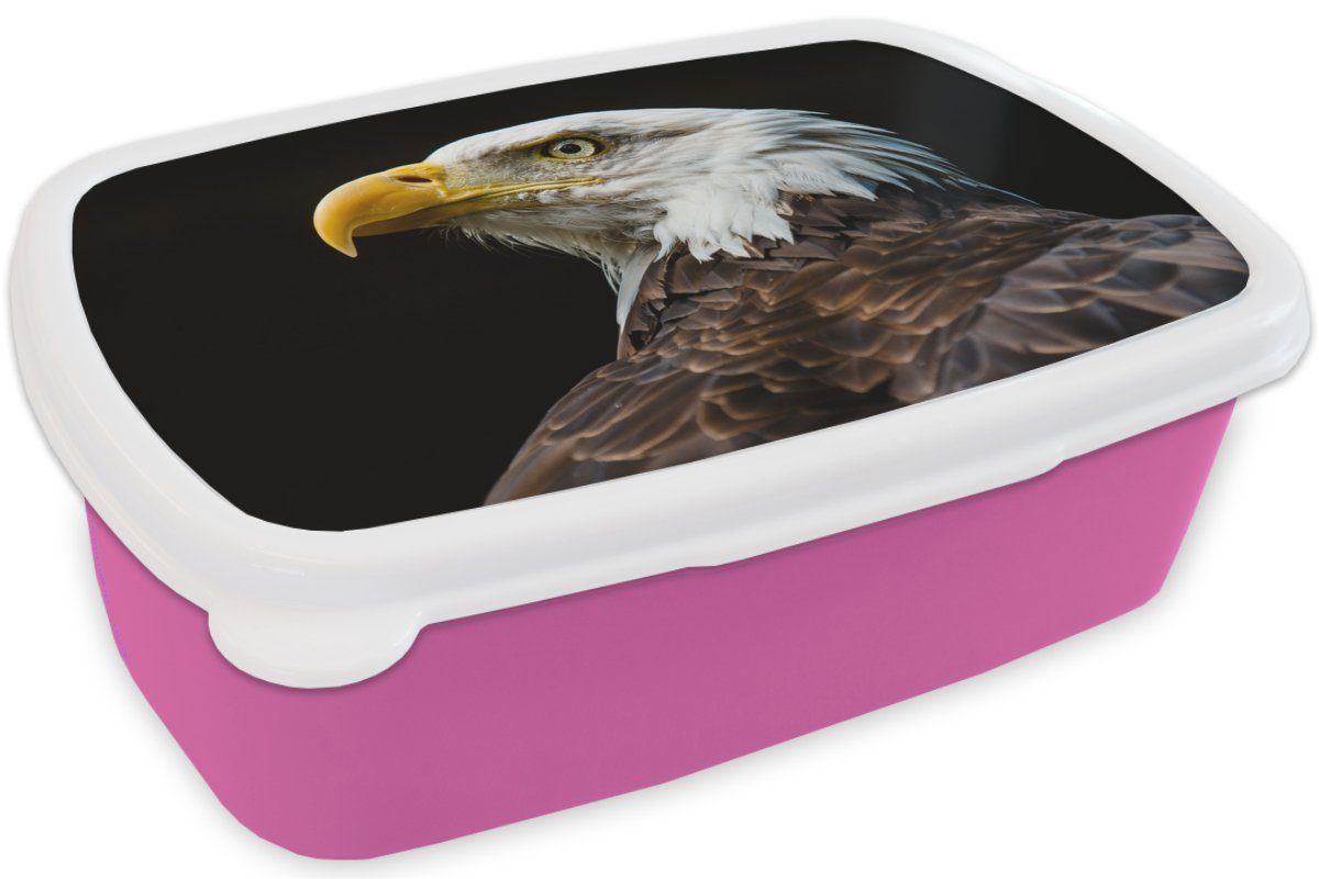 MuchoWow Lunchbox Vogel Kinder, Schnabel, Kunststoff, Adler Brotbox Brotdose Erwachsene, rosa (2-tlg), - Mädchen, Augen Kunststoff für - - Snackbox