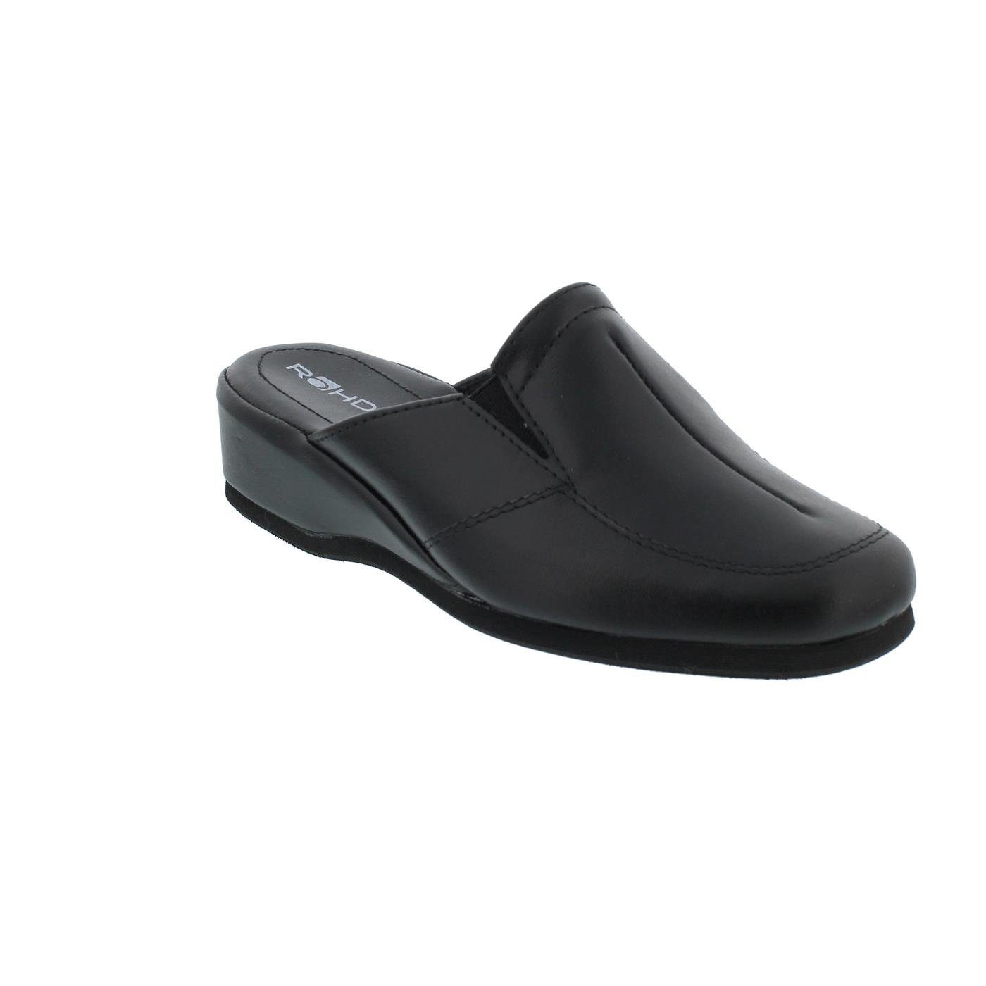 Rohde Rohde MANDAL Hausschuh, Softnappa, schwarz, Weite G, 35 mm Keilabsatz Pantoffel