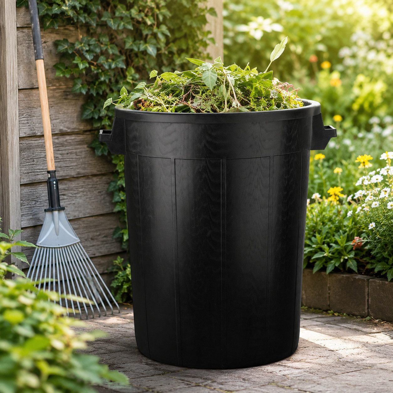 BigDean Mülleimer Universaltonne Schwarz in verschiedenen Größen, Tragegriffe, Robust, Made in Italy – Bild 2 von 4
