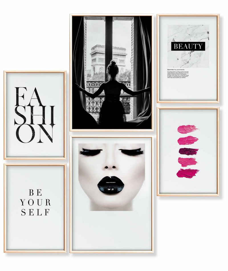 Heimlich Poster Set als Wohnzimmer Deko, Bilder DINA3 & DINA4, Paris Fashion, Sprüche & Texte