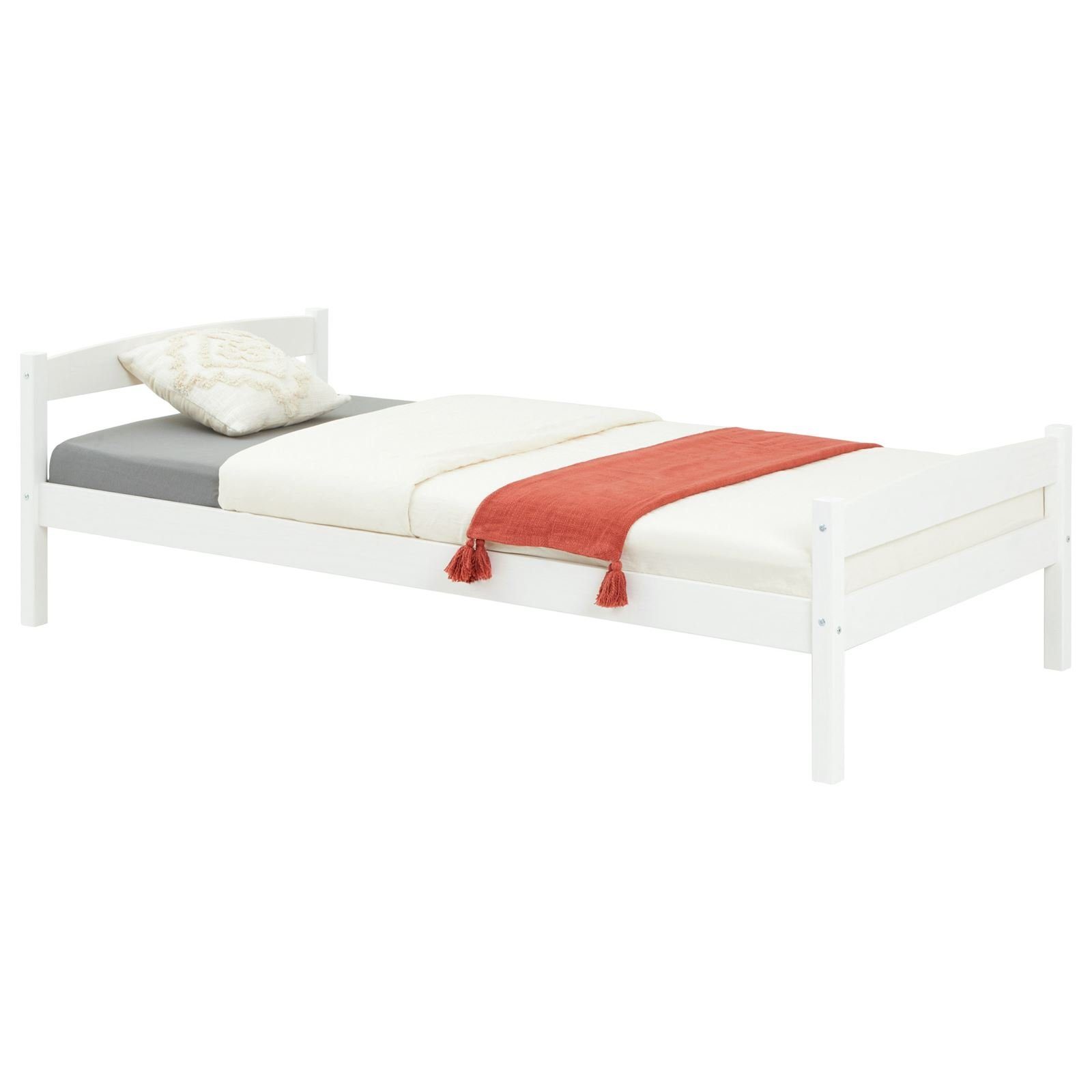 IDIMEX Massivholzbett FELIX, Massivholzbett Einzelbett Kinderbett Gästebett, 90x190 cm, weiss lacki