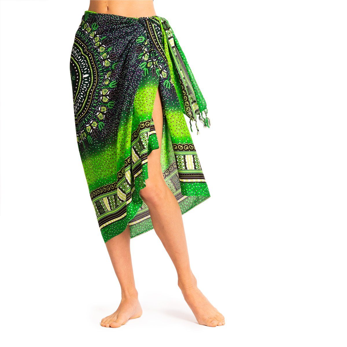 Strandtuch oder, Tuch PANASIAM Bikini Sarong Grün Maoi als Strandkleid großen Strand Cover-up auch in tragbar den Pareo Größen für Wrap Überwurf