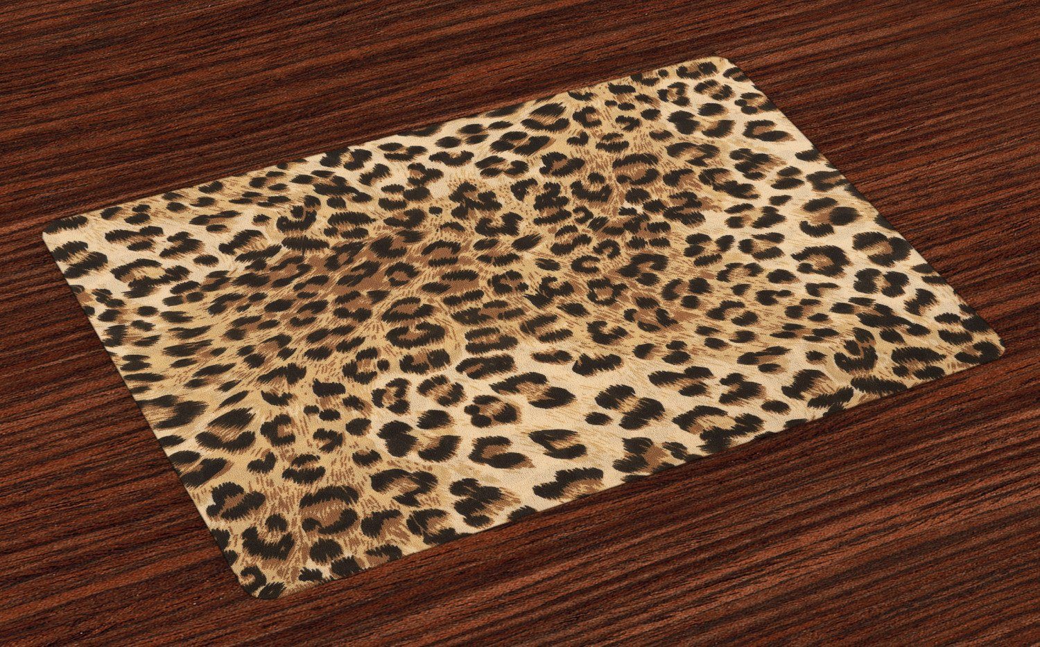 Platzset, Waschbare Stoff Esszimmer Küche Tischdekorations Digitaldruck, Abakuhaus, (4-teilig, 4 Teilig-St., Set aus 4x), Leopard-Druck Wildtierhaut