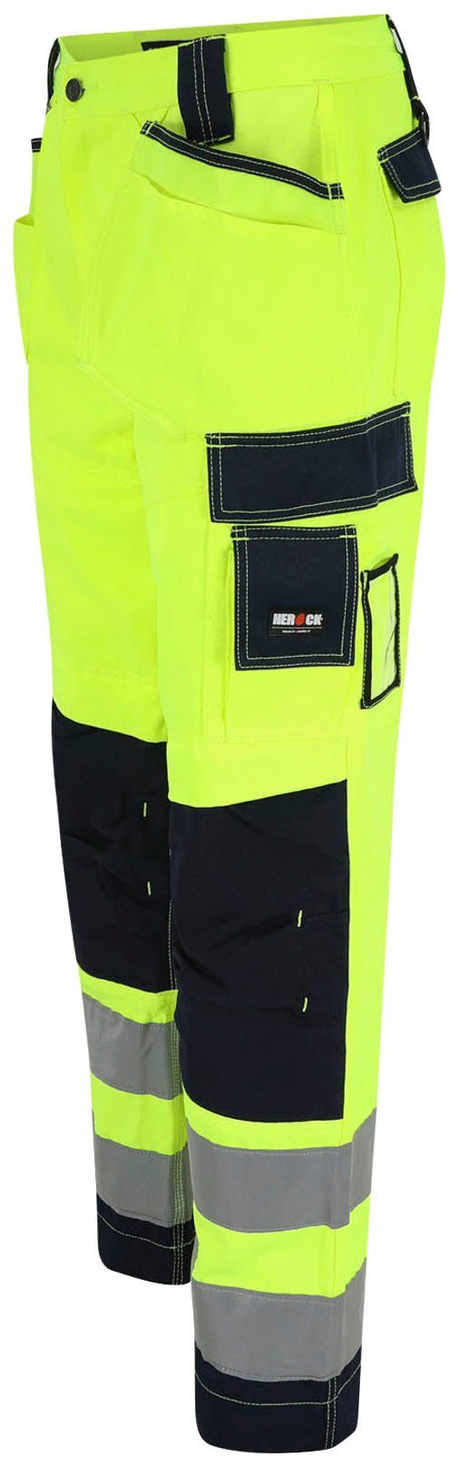 Arbeitshose Nageltaschen, 2 sehr Hose viele angenehm gelb Herock feste Taschen, Wasserabweisend, Warnschutz Styx