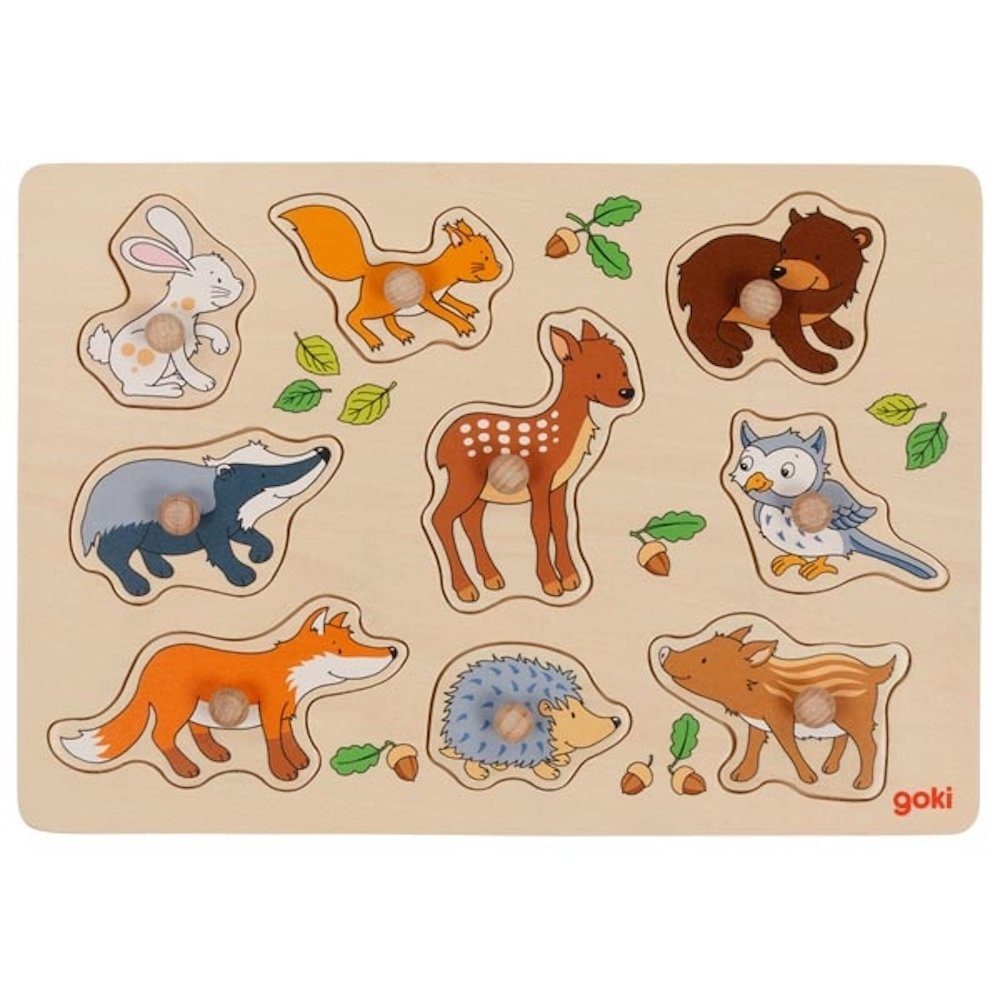 goki Steckpuzzle Steckpuzzle Waldtiere Holzpuzzle 9 Teile Goki, 9 Puzzletei günstig online kaufen