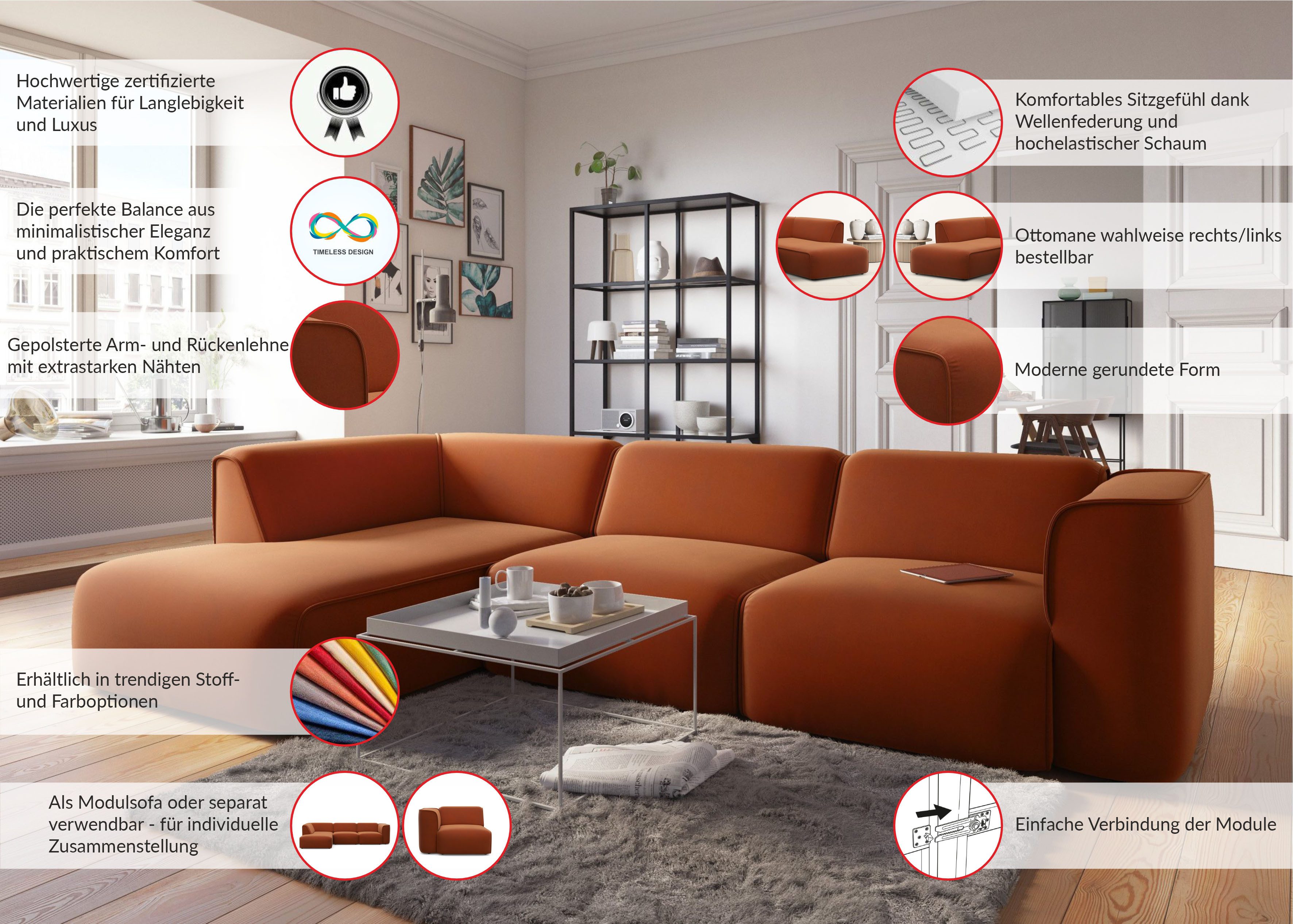 OTTO home Ecksofa Merid L-Form, B: 295 cm - OTTO. Verlässliche Qualität., jederzeit durch Module erweiterbar
