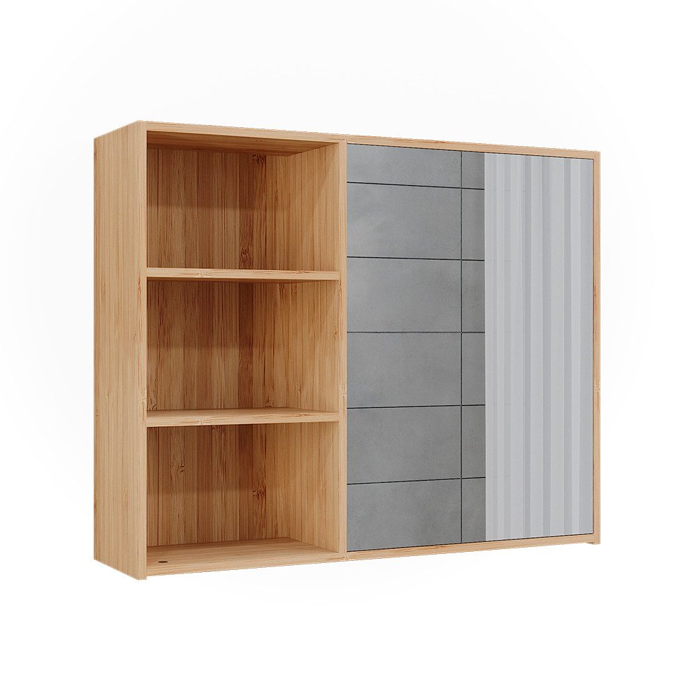 Vicco Badezimmerspiegelschrank Lucie, Bambus, 74 x 60 cm mit 3 offenen Fächern (1-St)