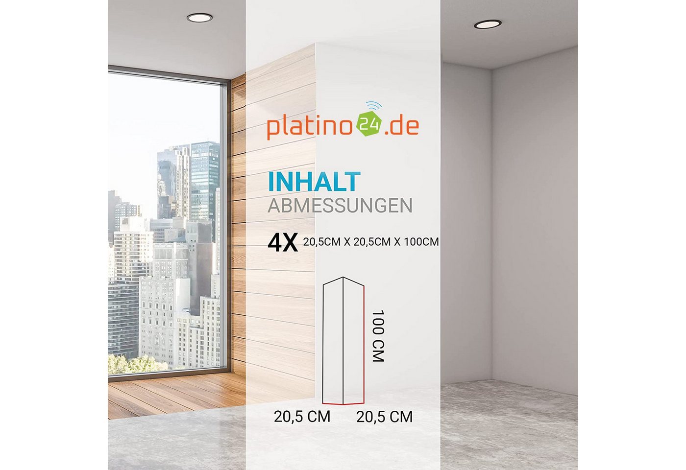 Thumbnail - platino24 Akustikplatte Eckabsorber aus Basotect G+ je 20,5x20,5x100 cm, (4-St)