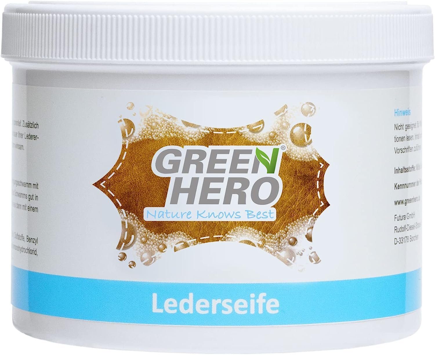 GreenHero Lederseife inkl. Reinigungsschwamm Lederreiniger (Lederseife für Glattleder, Verlängert die Lebensdauer, 100% Natürlich) | Autopflege