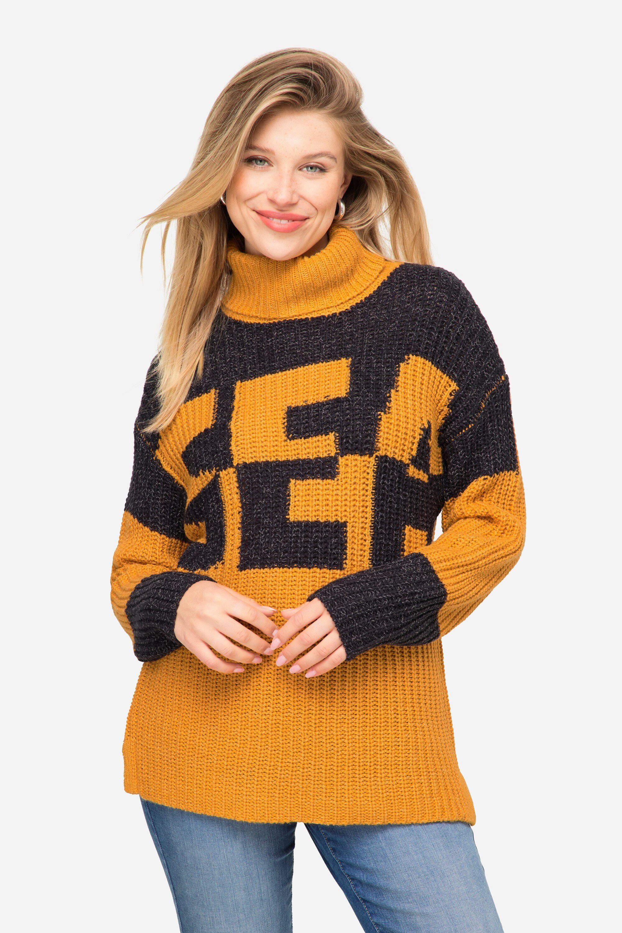 natur Colorblocking Wording Pullover zweifarbig Strickpullover SEA Laurasøn