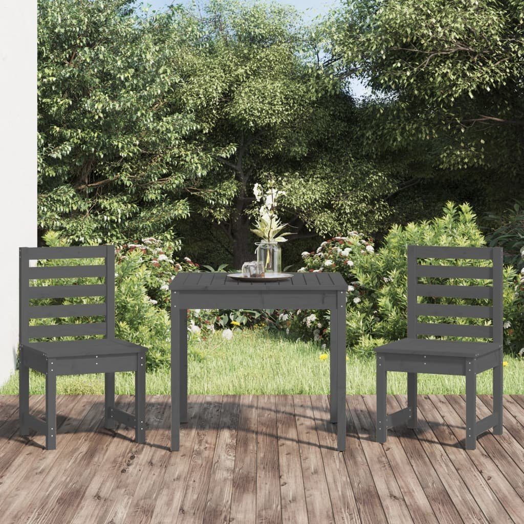 vidaXL Gartenlounge-Set 3-tlg. Garten-Bistro-Set Grau Massivholz Kiefer, (3-tlg) Graue Kiefer