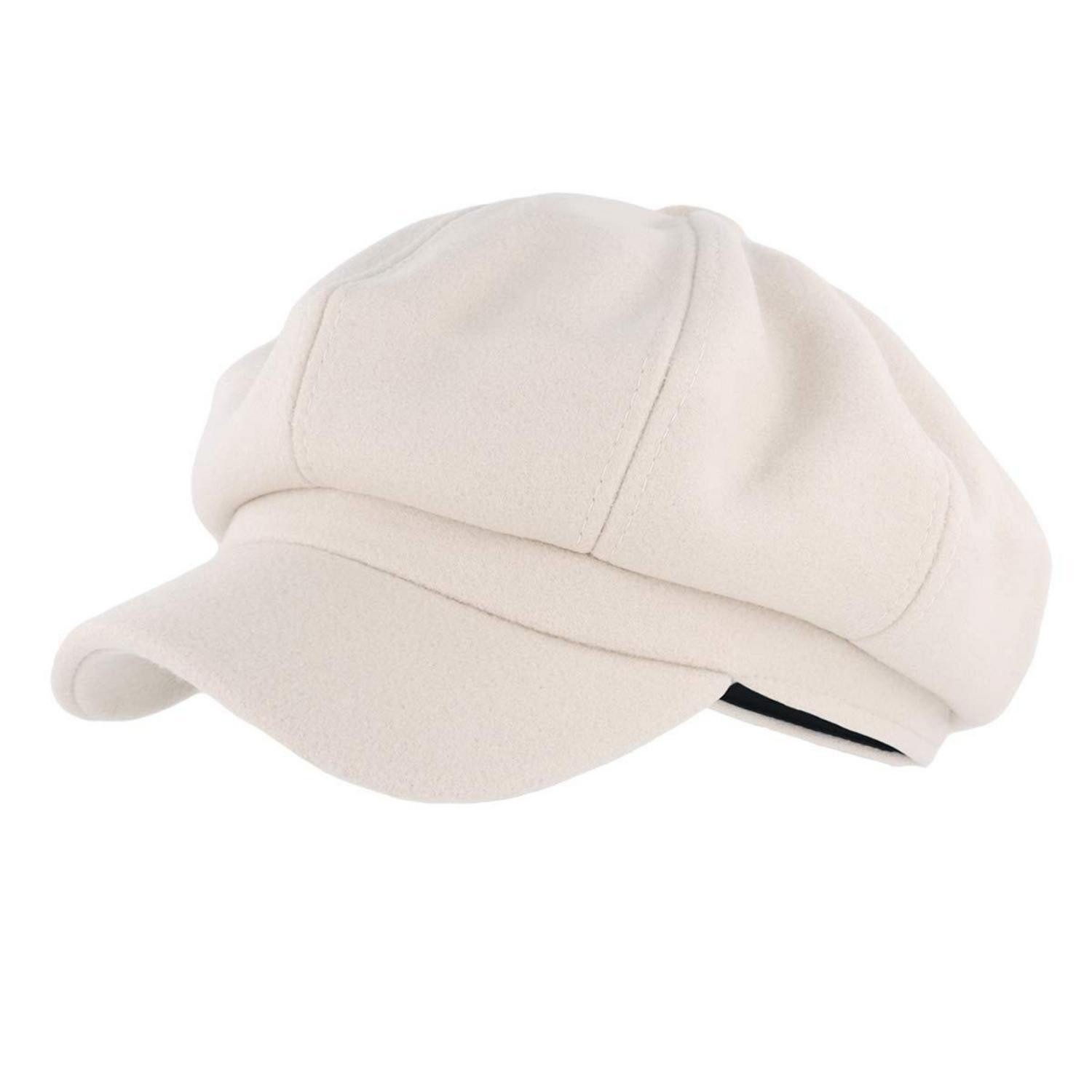 LuxusKollektion Schiebermütze Schirmmütze Kunstwolle Vintage Beige 57 (1-St)