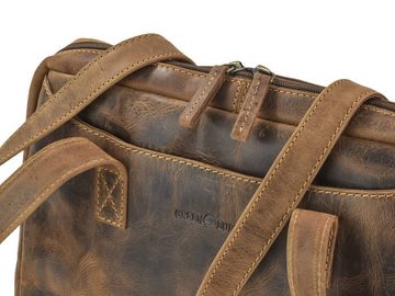 Greenburry Umhängetasche "Vintage" Shopper Damen Leder 35x27cm antikbraun, Handtasche im used Look mit langen Schlaufen