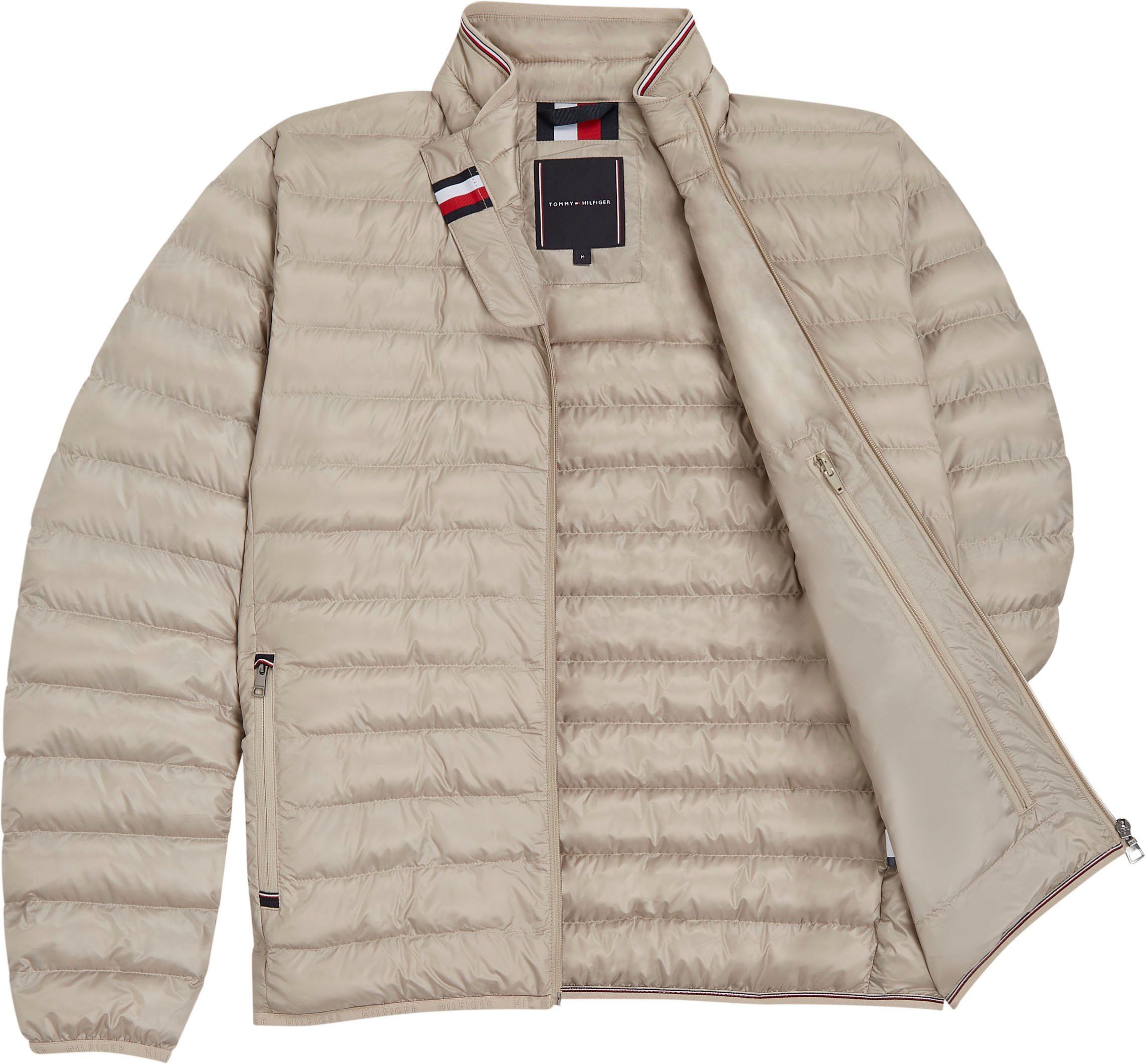 RECYCLED JACKET Tommy Steppjacke mit Hilfiger Hilfiger Logostickerei PACKABLE Tommy Stone