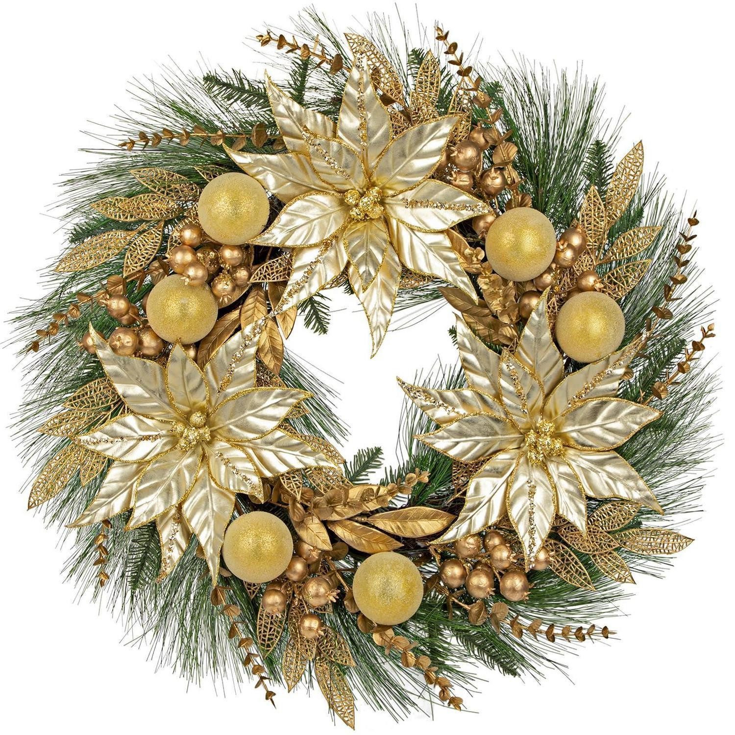 LuxusKollektion Adventskranz Adventskranz Gold 60 cm Kunstkranz Deko
