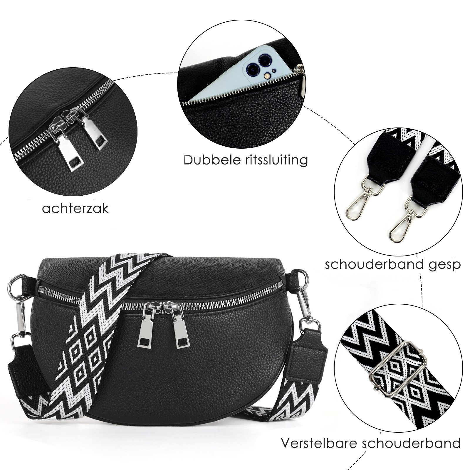 TAN.TOMI Schultertasche Damen Bauchtasche Gürteltasche Umhängetasche Crossbody-Bag Hüfttasche, als Schultertasche tragbar mit Verstellbare Schultergurte