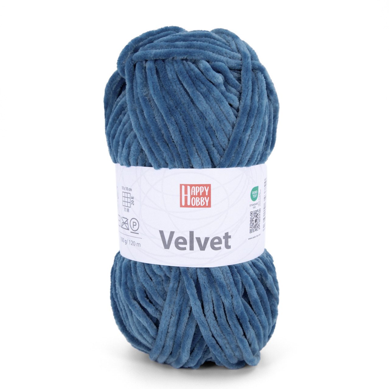 Gründl Happy Hobby Wolle Velvet 100 g metallblau Häkelwolle