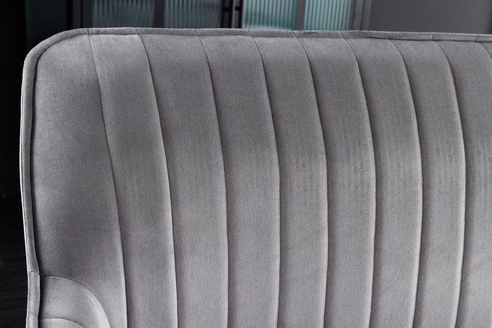 riess-ambiente Sitzbank TURIN 160cm silbergrau/schwarz – Samt, Metallbeine, mit Armlehne (Einzelartikel, 1-St), mit Ziersteppung & Sitzkomfort – ideal für Ess-  – Bild 5 von 5