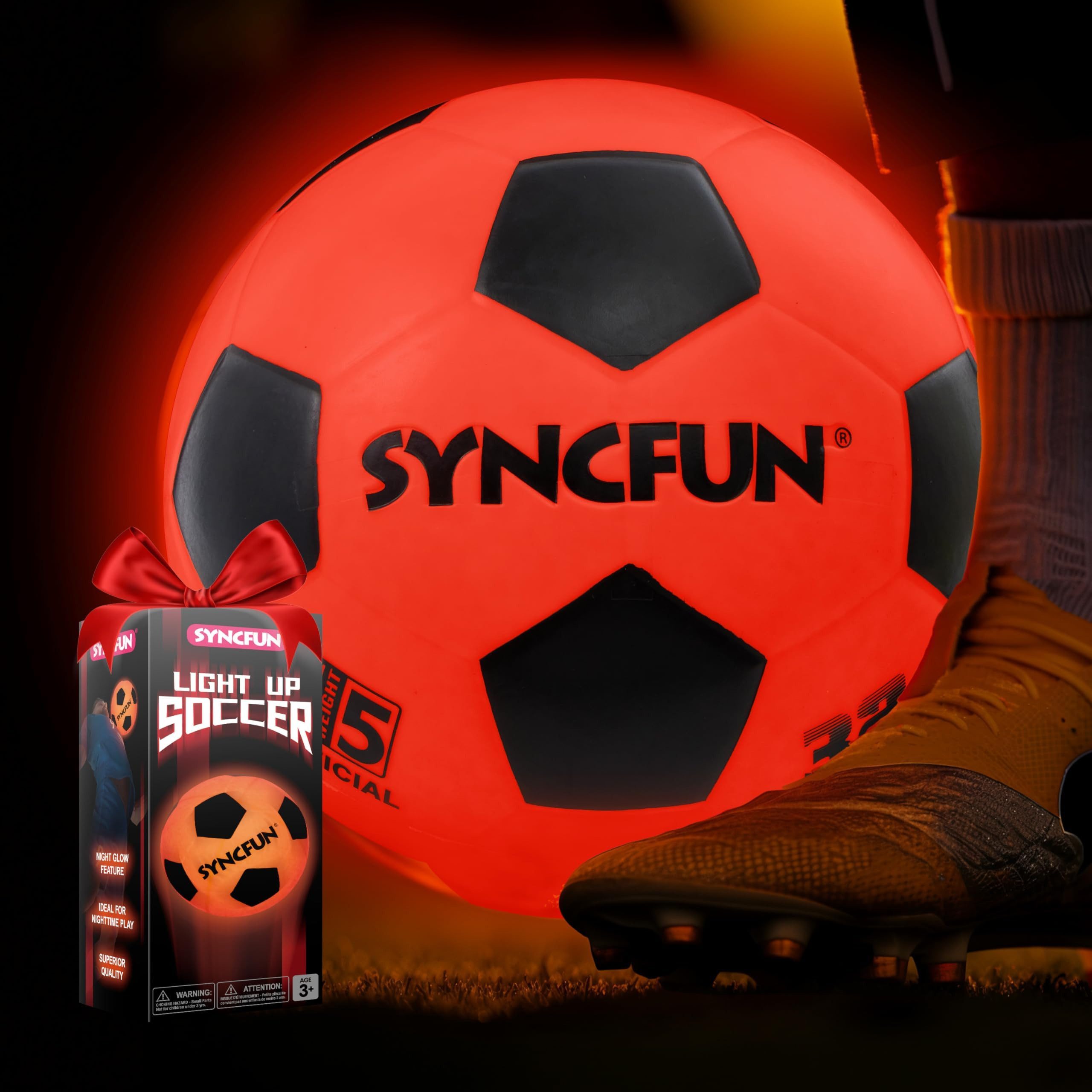 SYNCFUN Fußball SYNCFUN Leuchtet im Dunkeln, Fußball für Jungen, beleuchteter Fußball