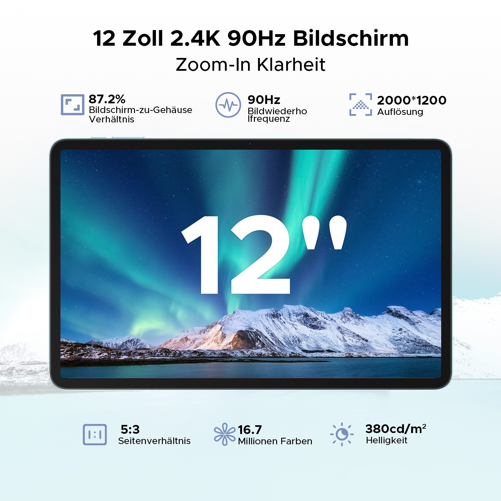 DOOGEE TabG6Pro 12'' Tablet Android 16 with SIM-Karte, Helio G100 Octa-Core Tablet (12", 128 GB, Android 16, Wifi, 128GB ROM, Gemini AI, 13MP+8MP, 90Hz, FACE ID, 9000 mAh, 5G WiFi/4G LTE)