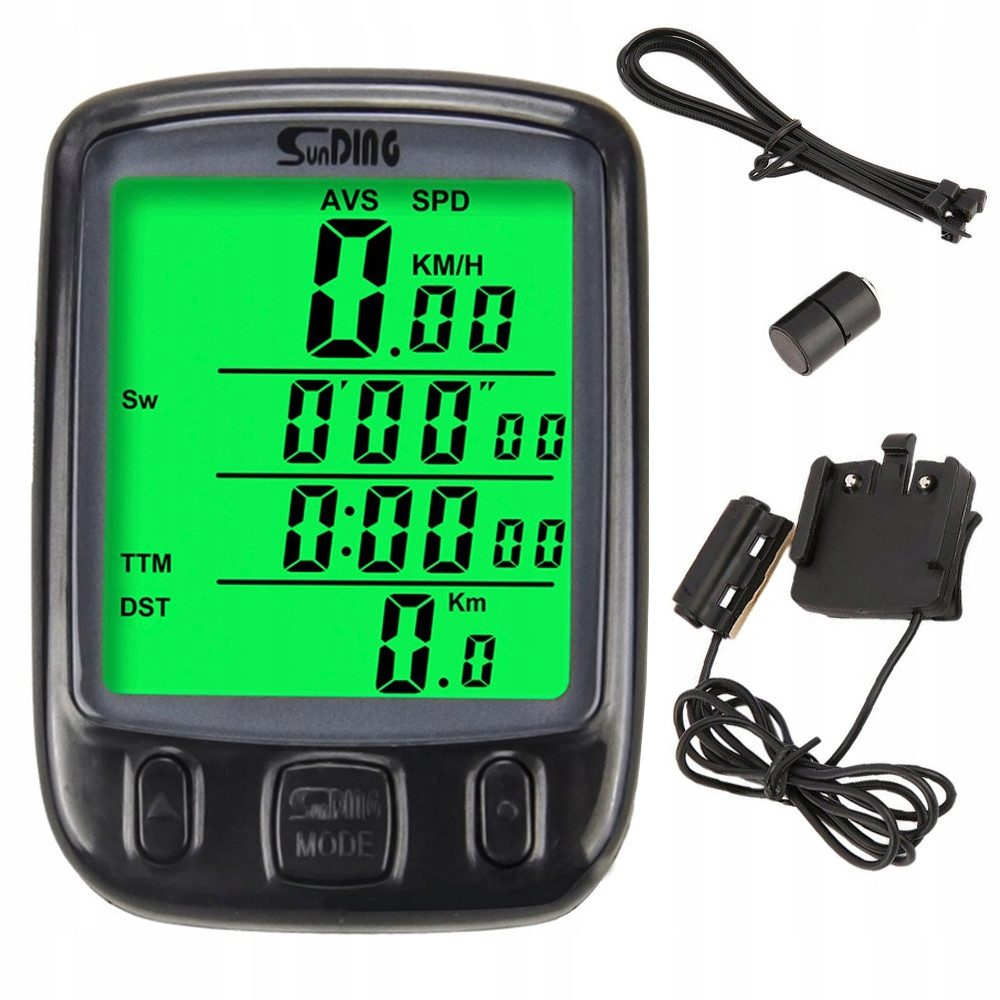 VERK GROUP Fahrradcomputer Fahrradcomputer LCD Fahrradtacho 27 Funktionen mit Sensor (1-St), 27 Funktionen, LCD Anzeige