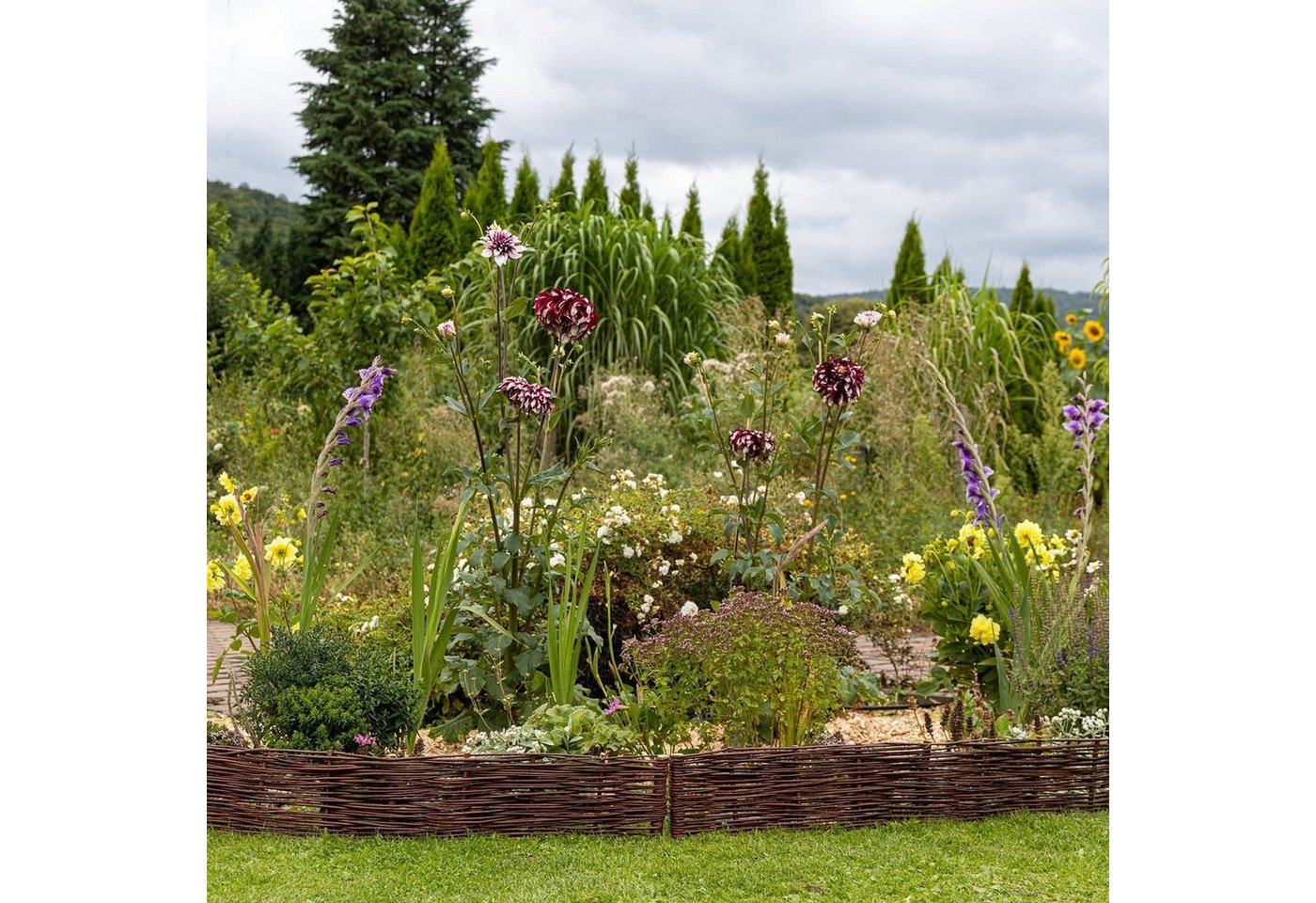 Thumbnail - BooGardi Beetumrandung Beeteinfassung Weide, LxH: 60x10 cm, 5er Set, Beetbegrenzung Holz Steckzaun Garten Zaun Weide