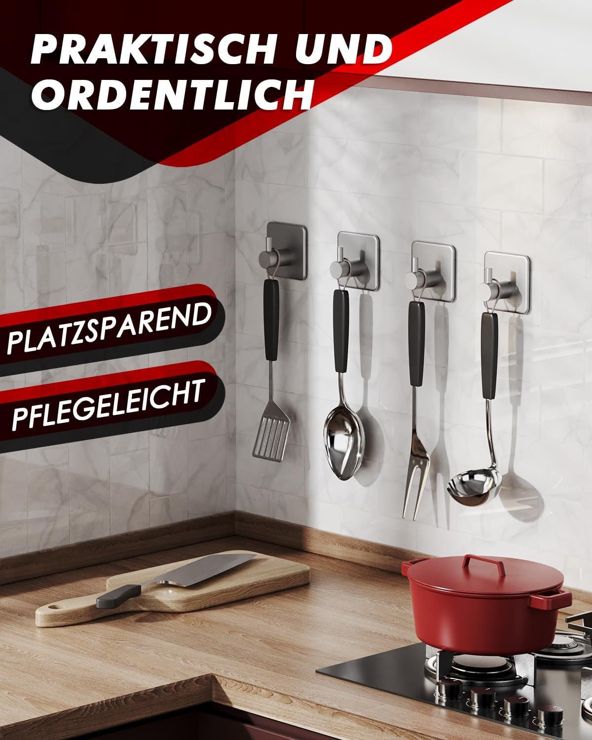 Refined Living Handtuchhaken Handtuchhalter ohne Bohren,5er/10er Set,Handtuchhaken Bad Edelstahl, Zur Verwendung an der Wand, Badewanne, Eingangstür, Schlafzimm – Bild 5 von 5