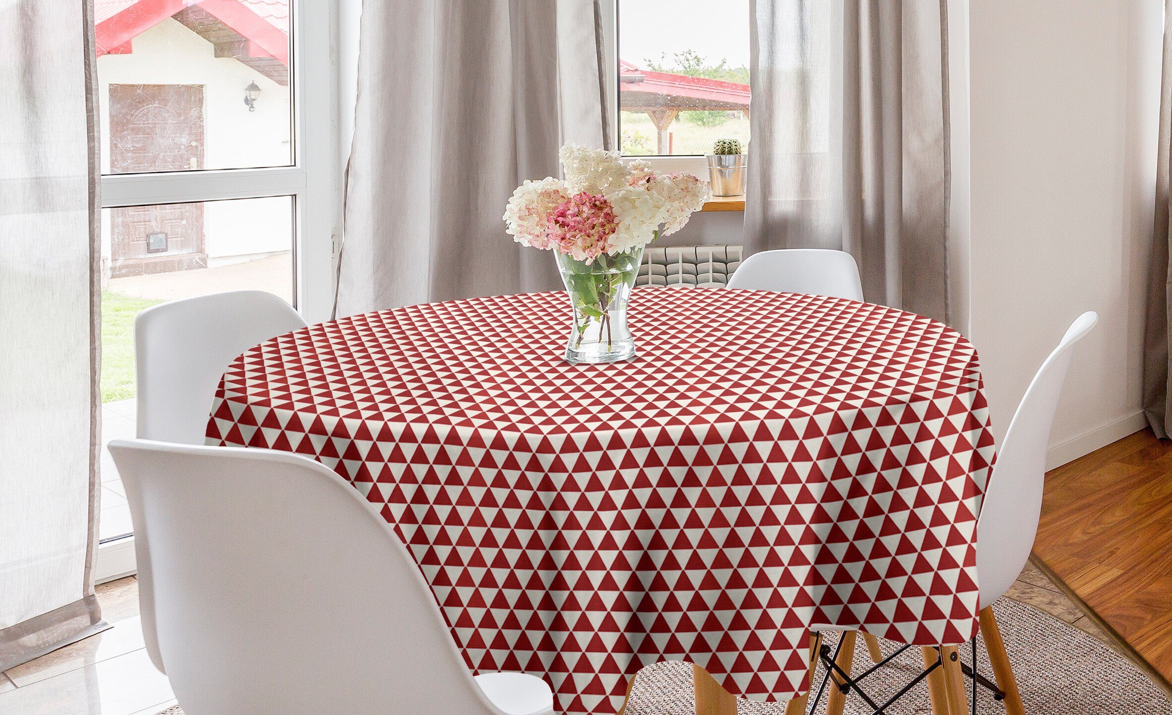Abakuhaus Tischdecke Kreis Tischdecke Abdeckung für Esszimmer Küche Dekoration, Geometrisch bicolor Triangles