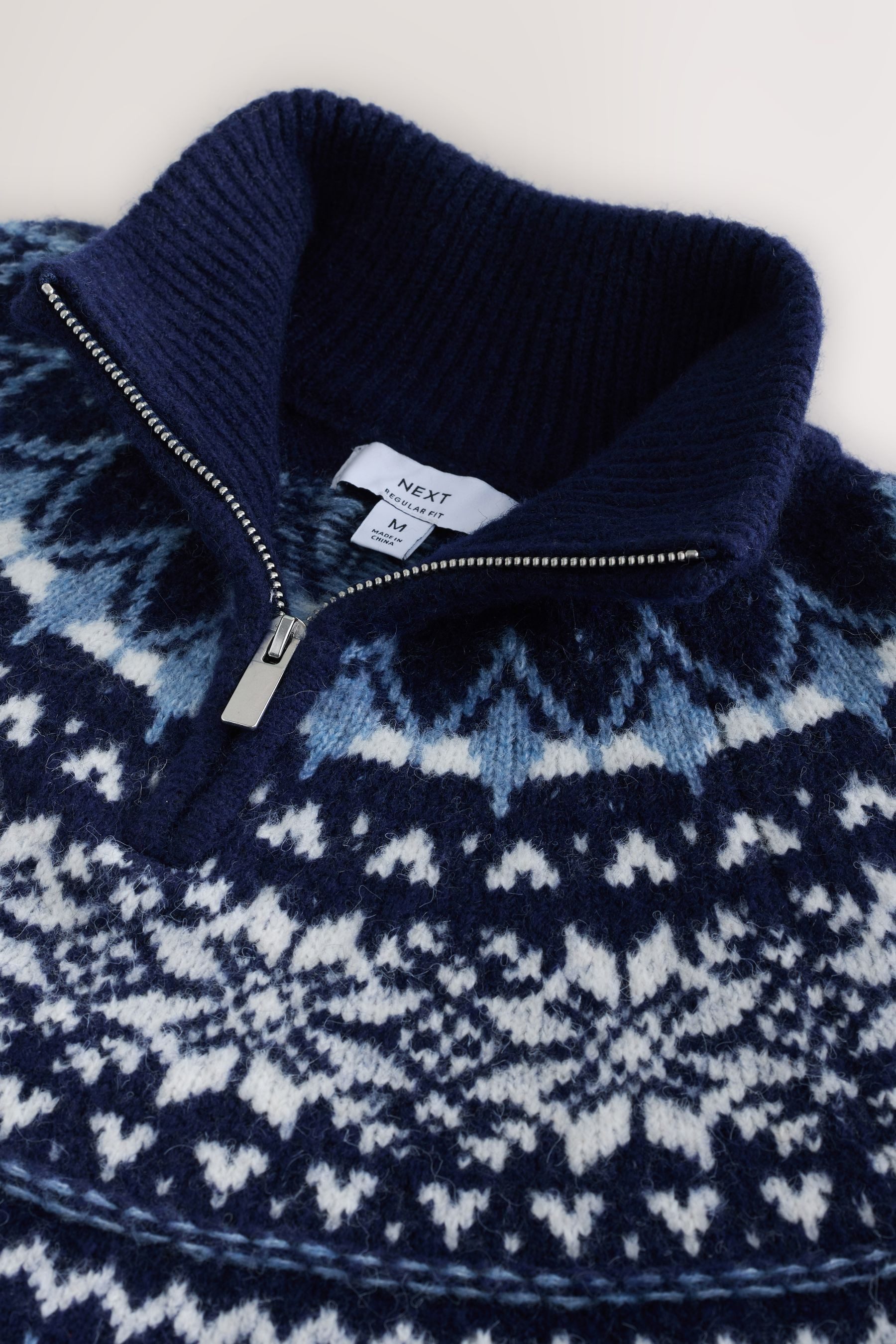 Next Norwegerpullover Regular Fit Troyer mit Fairisle-Muster und Wolle (1-tlg)
