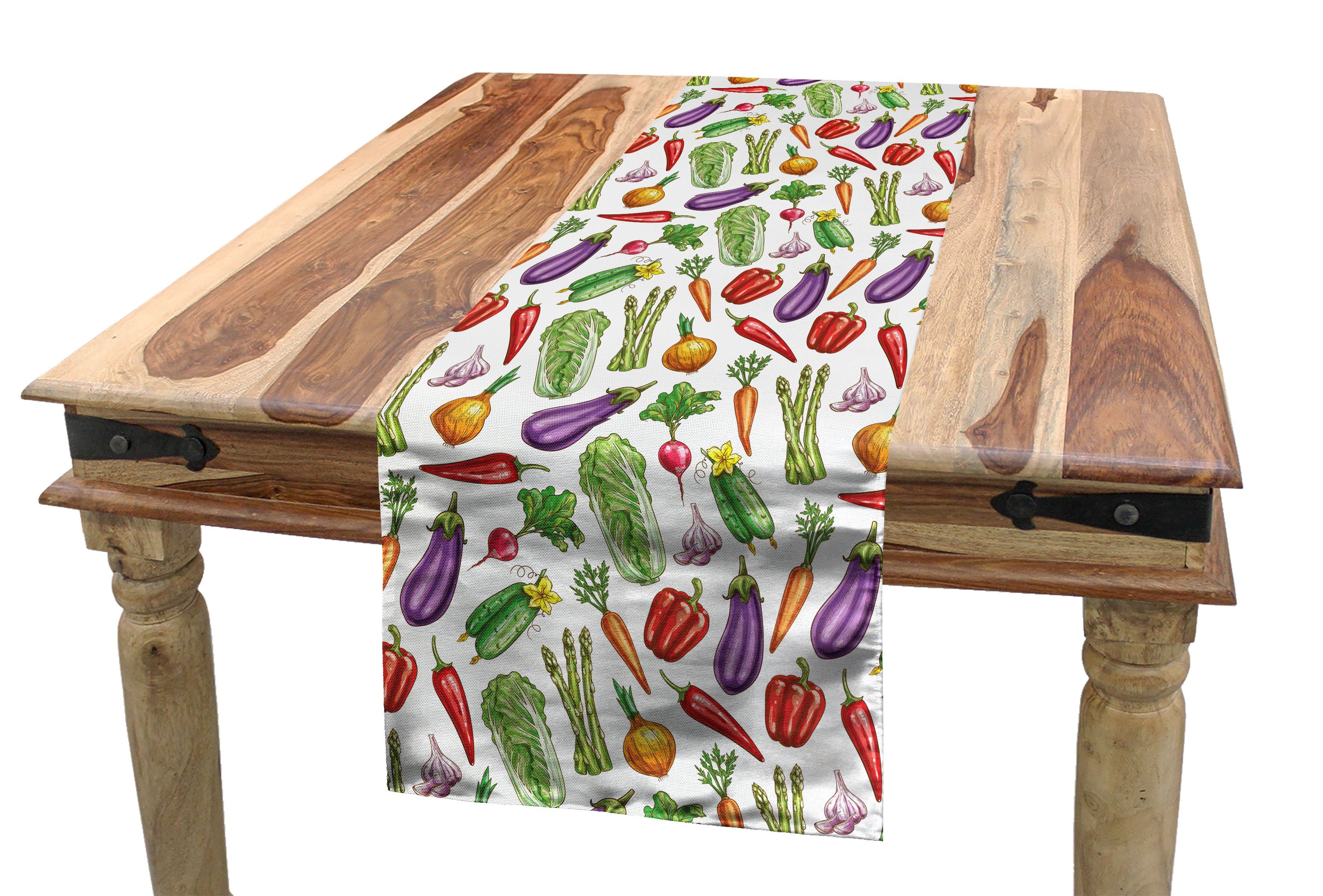 Gemüse Kunst Lebensmittel Tischläufer Abakuhaus detaillierte Rechteckiger Dekorativer Tischläufer, Küche Esszimmer