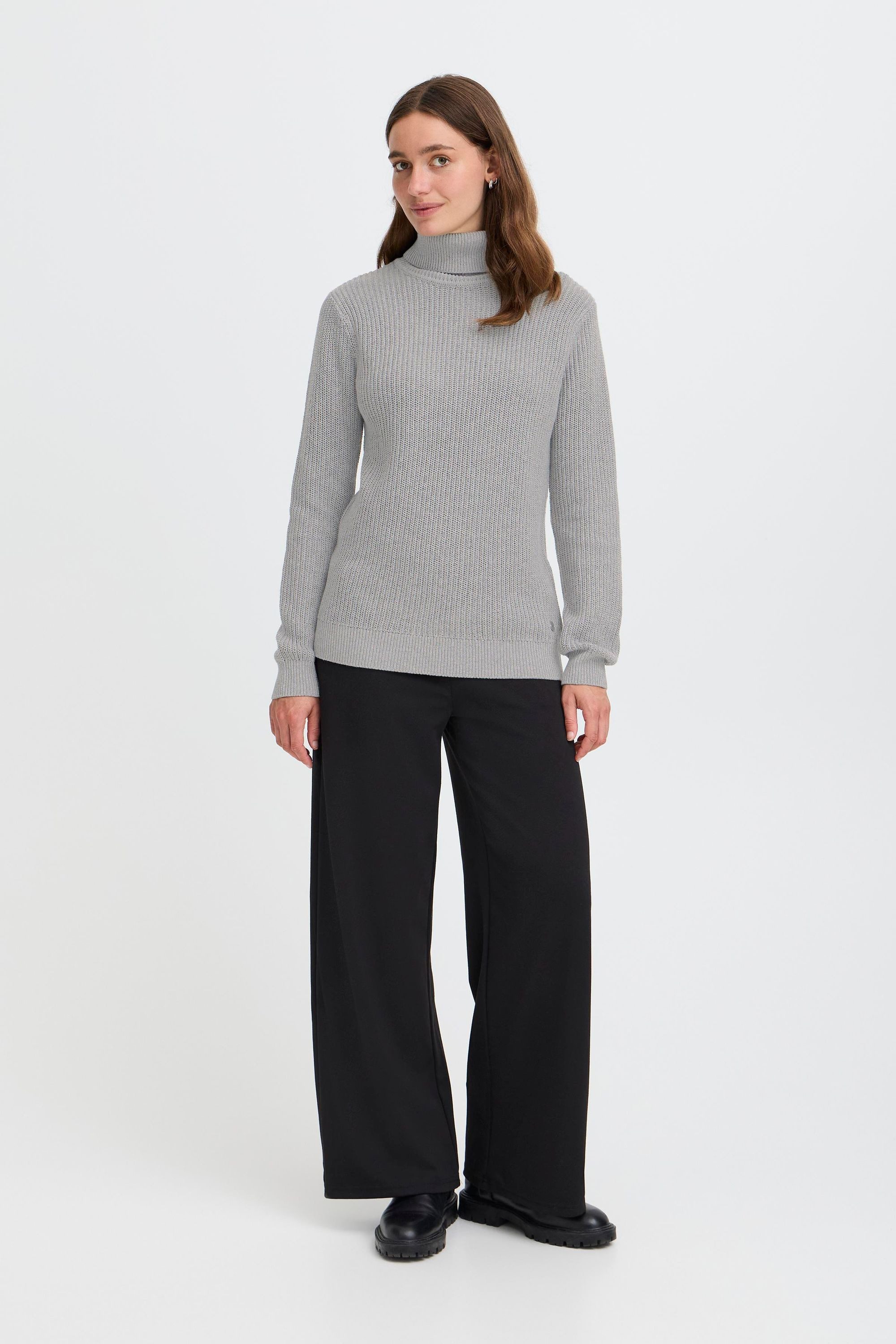 OXMO Rollkragenpullover OXKimse Modischer Rollkragenpullover aus Grobstrick-Qualität