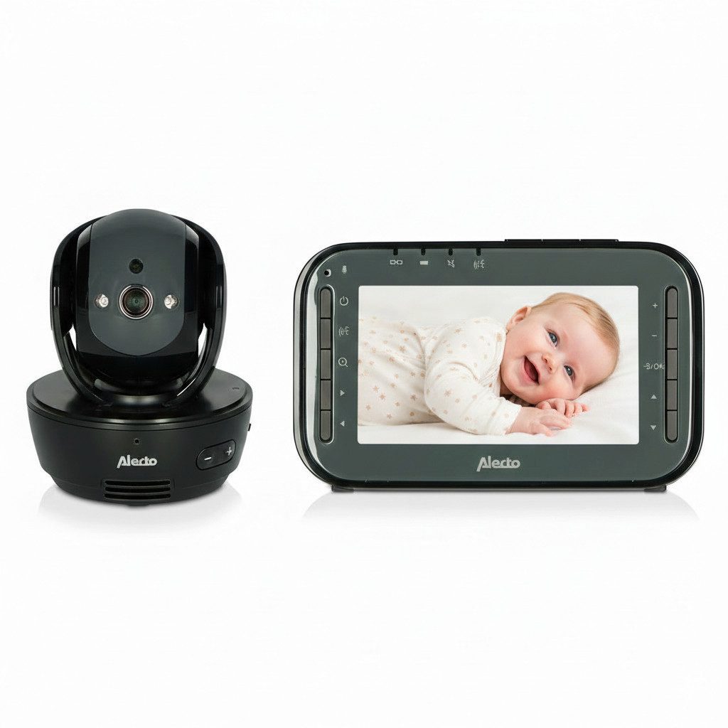 Alecto Video-Babyphone DVM200MBK, 1-tlg., 4.3" Display, Ferngesteuerte Kamera, 10h Akku, Schwarz