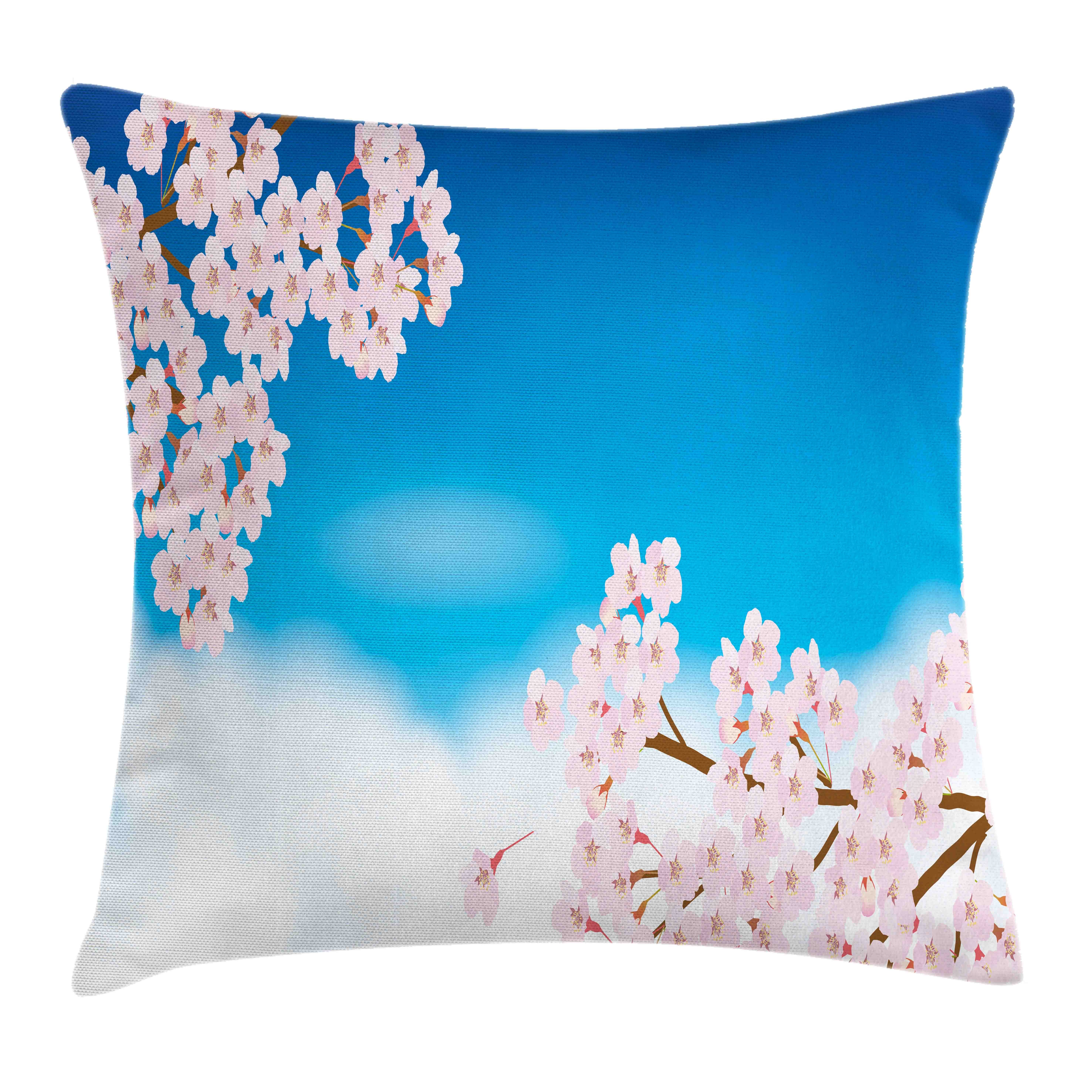 (1 mit Blau Beidseitiger Kissenhülle Abakuhaus Tender Pink Stück), Farbfesten Klaren mit Sky Sakura Kissenbezüge Druck, und Waschbar Und Reißverschluss Farben